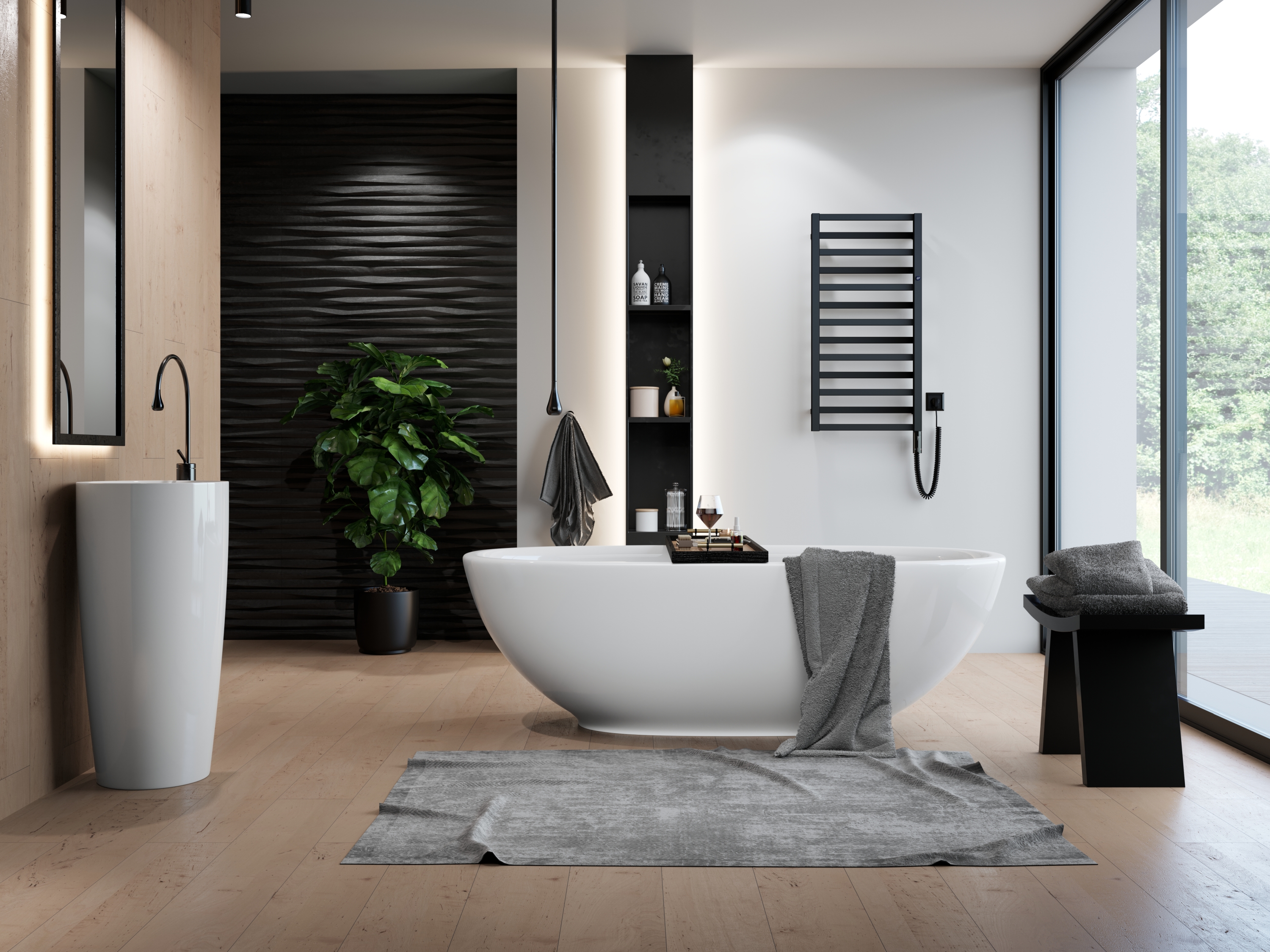 Instal Projekt Poppy Electro grzejnik elektryczny 67x40 cm czarny mat PPYE-40/70C31+GH-03C2