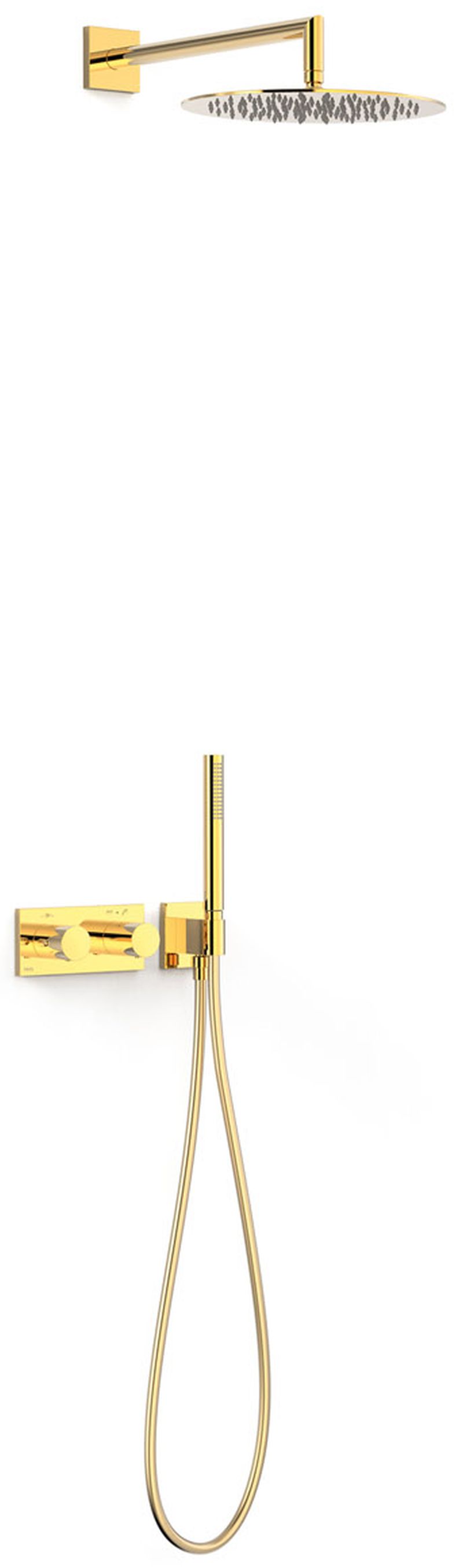 Tres B-System zestaw prysznicowy podtynkowy termostatyczny z deszczownicą złoty połysk 30735204OR