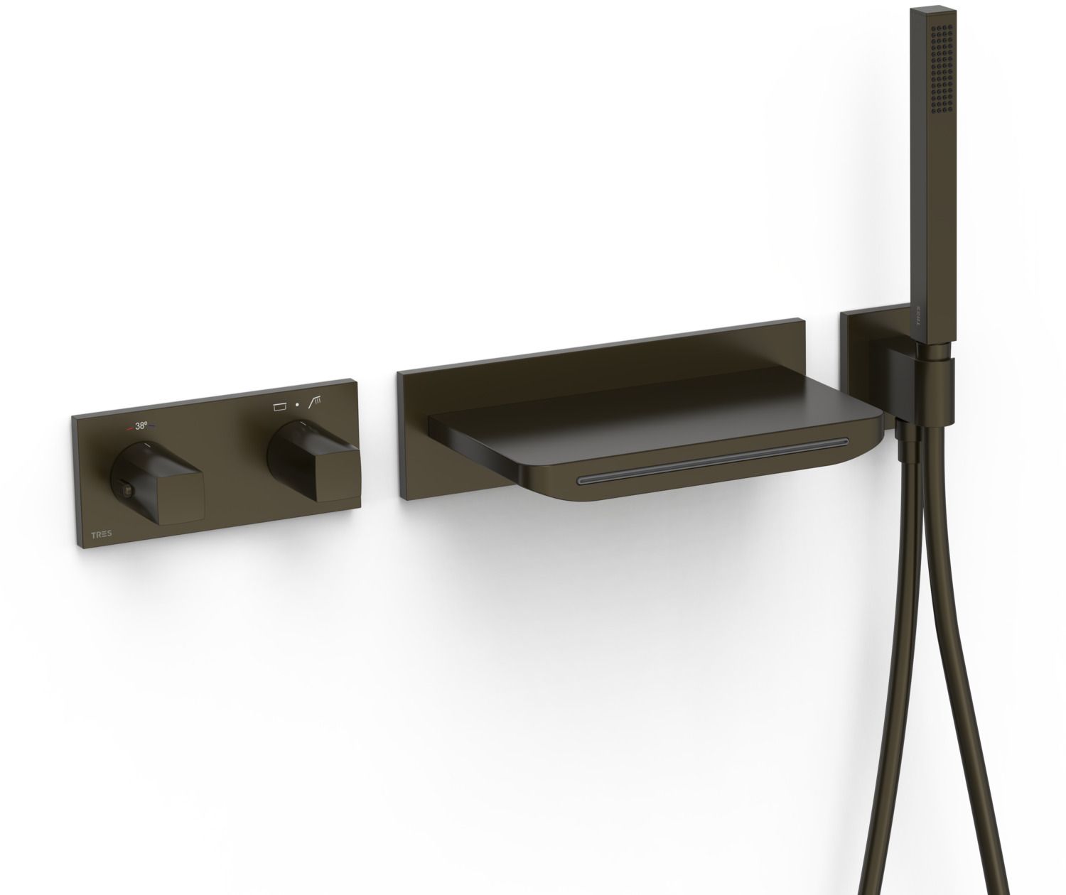 Tres B-System bateria wannowo-prysznicowa podtynkowa termostatyczna czarny brąz 30725207KMB