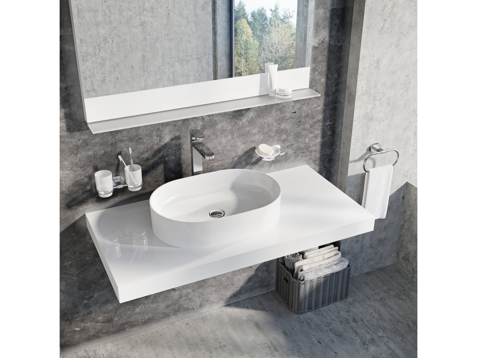 Ravak blat podumywalkowy 100 cm I prosty biały połysk X000000840