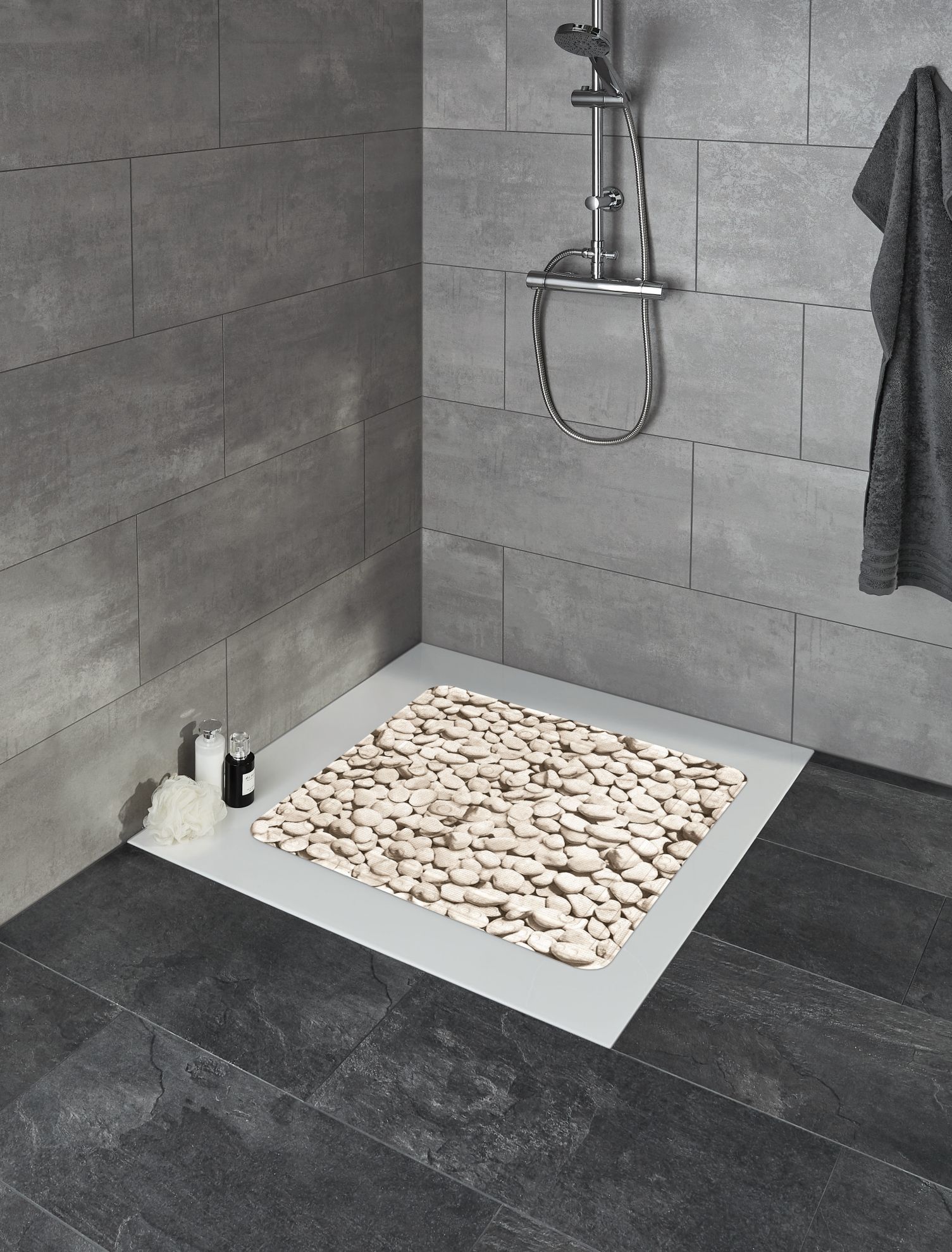 Kleine Wolke Stepstone mata antypoślizgowa 55x55 cm beżowa wzór kamienie 4387202002 - Wysyłka w 24h