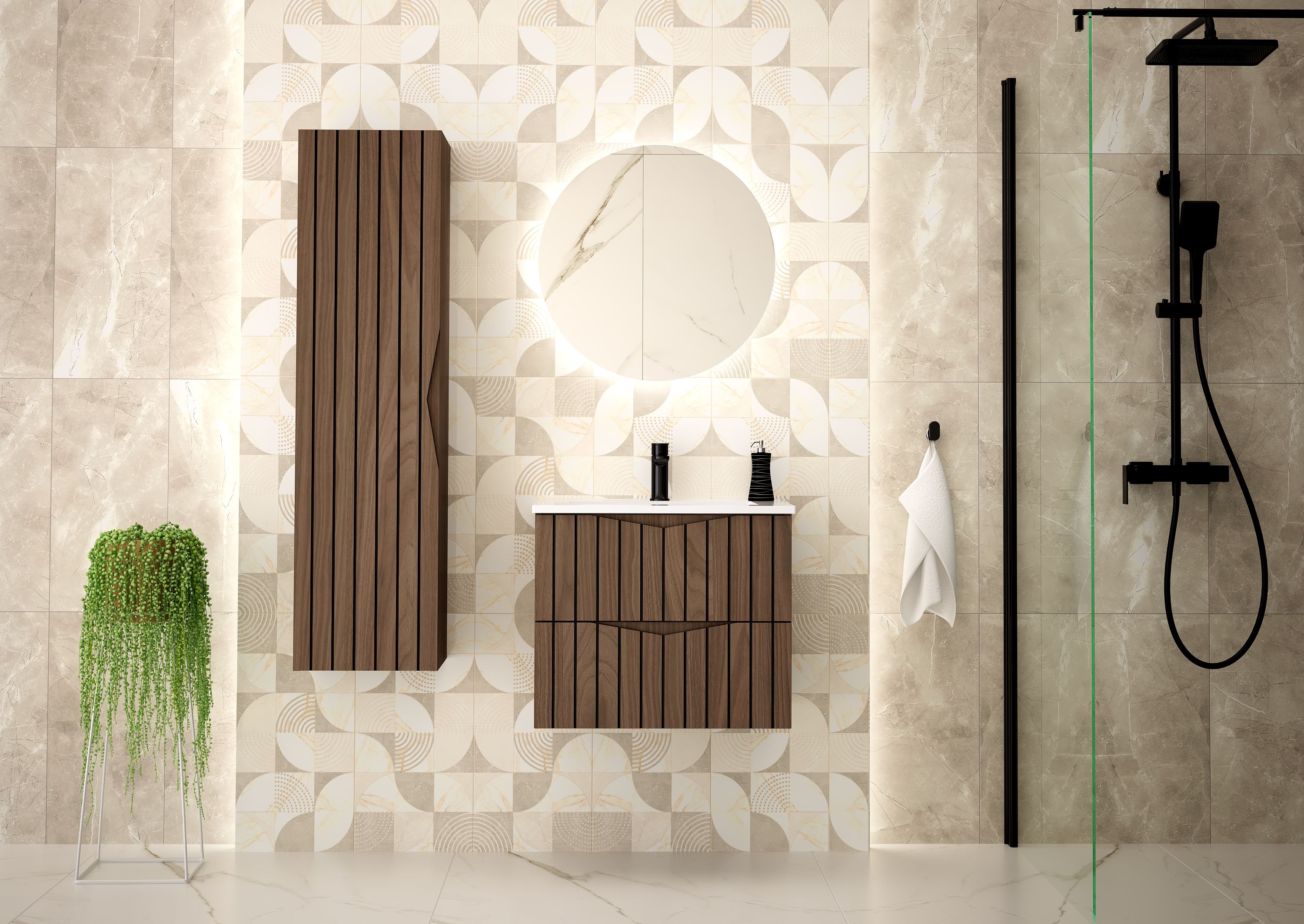 Megstyl Stella szafka 34,5x31,8x130 cm boczna wisząca orzech 2447