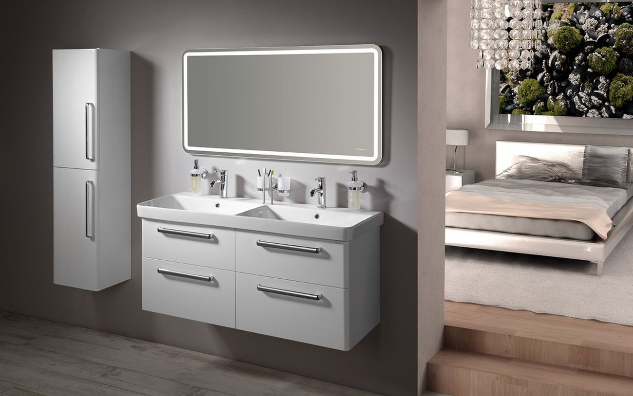 Sapho Thalie umywalka 120x46 cm meblowa prostokątna podwójna biała TH11120