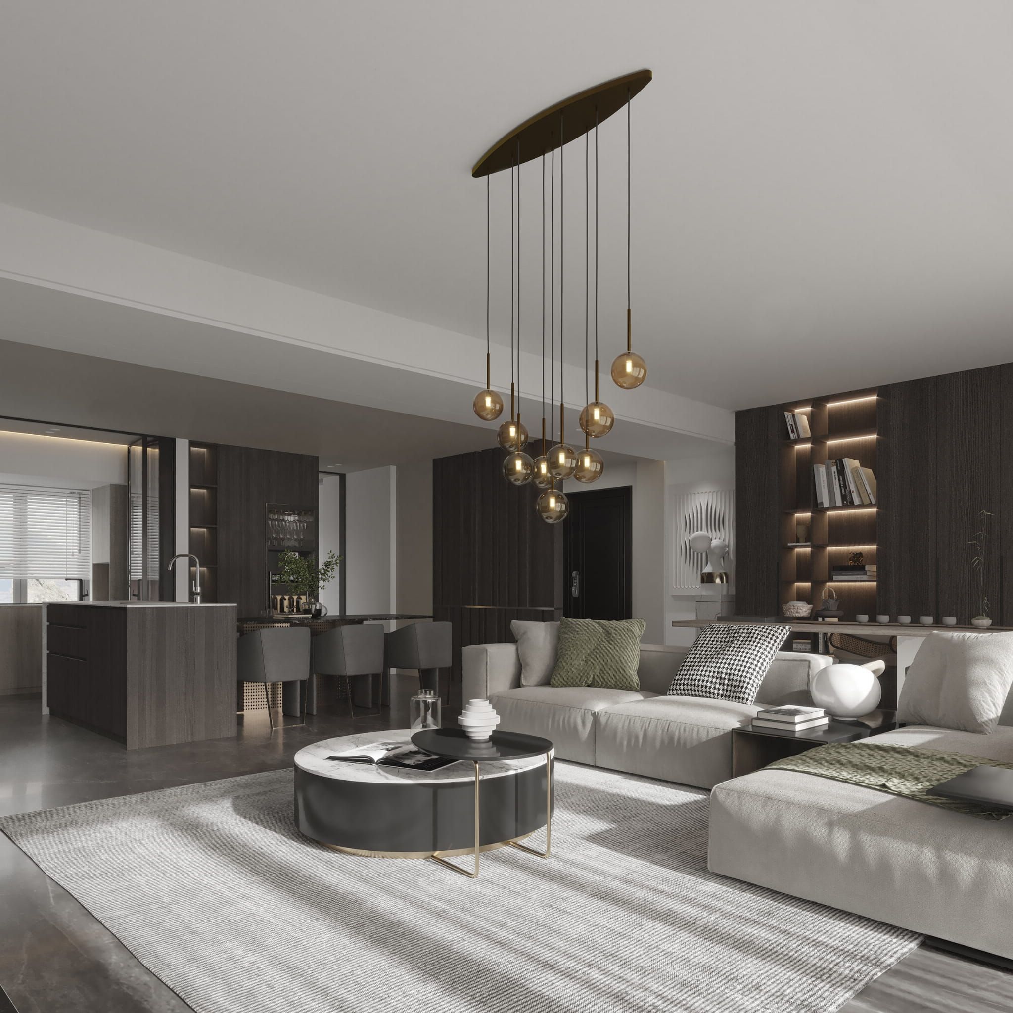 TK Lighting Esme lampa wisząca 9x6 W brązowa 6149