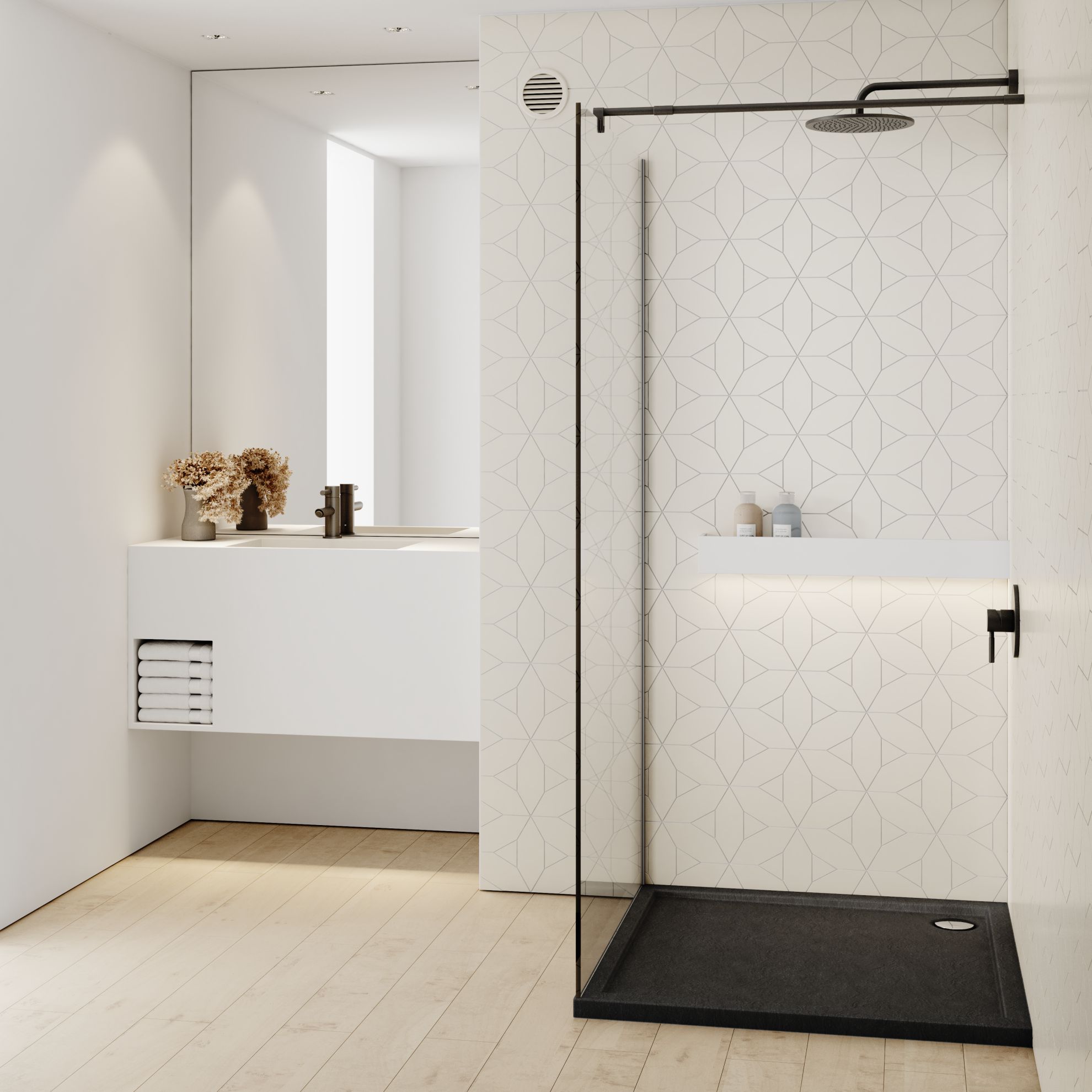 Schedline Sharper Black Stone brodzik 80x80 cm kwadratowy czarny 3S.S1K-8080/C/ST