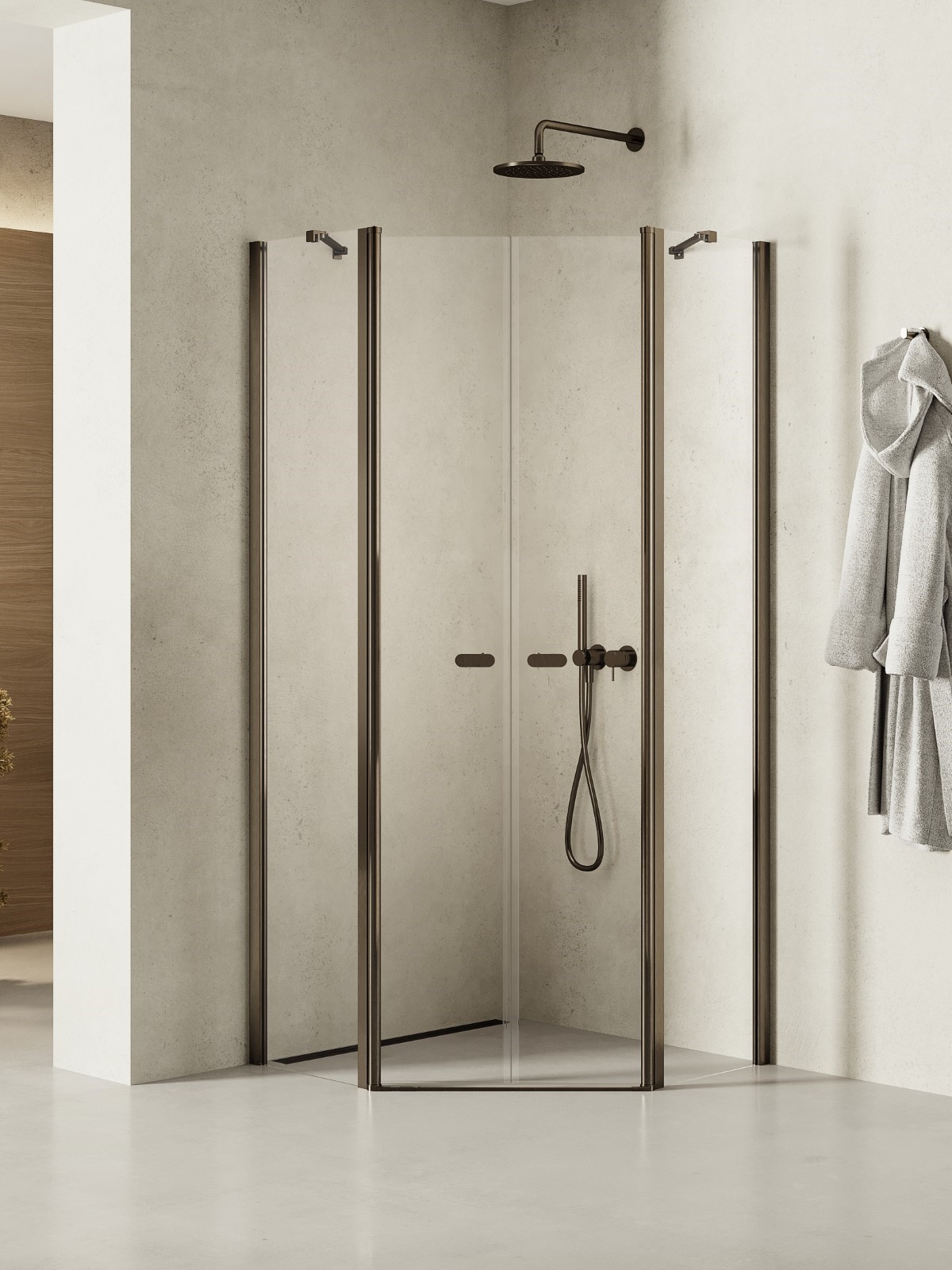 New Trendy New Soleo Gunmetal Brushed kabina prysznicowa 80x80 cm grafitowy szczotkowany/szkło przezroczyste K-1711