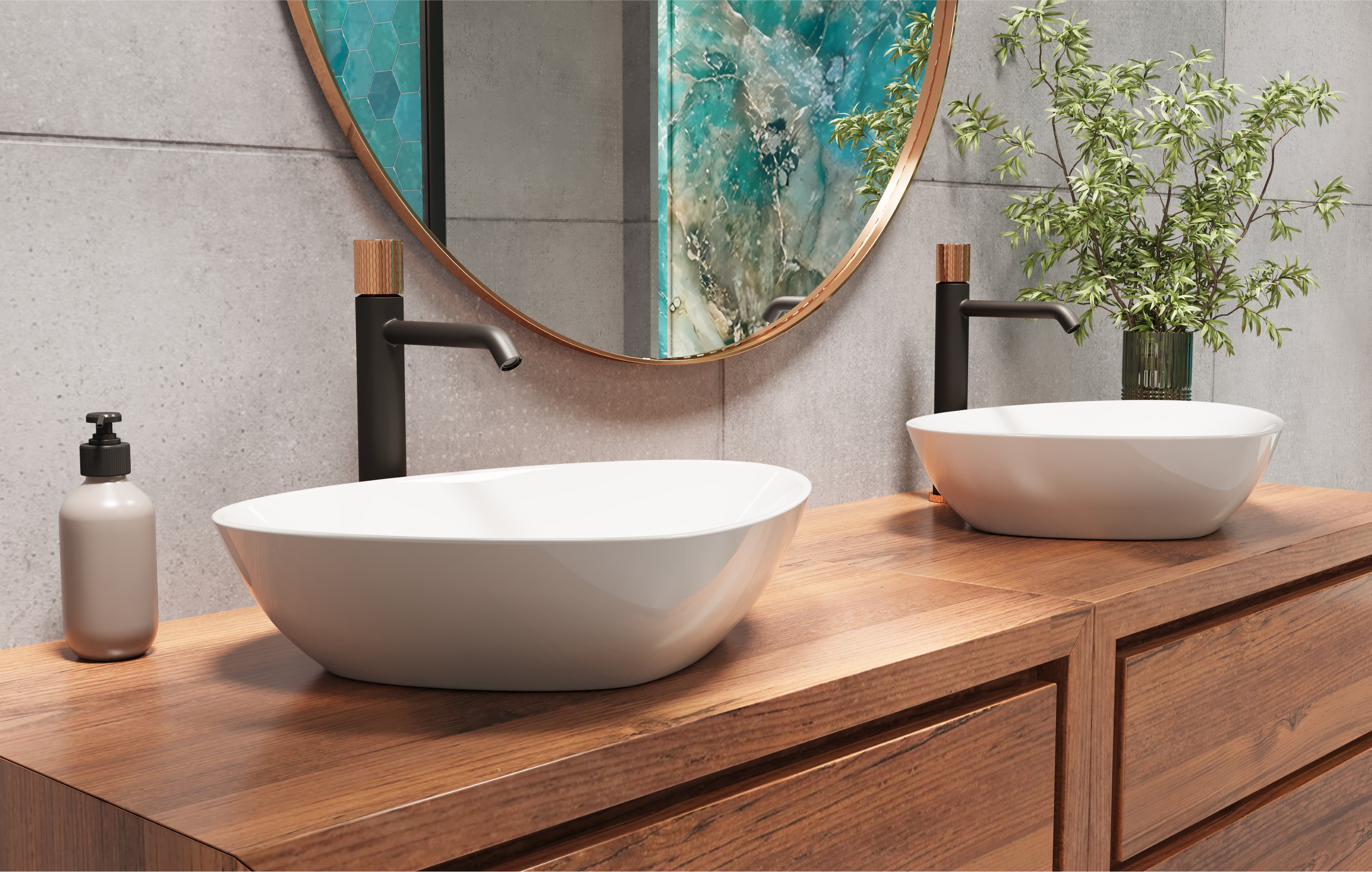 Invena Trigono umywalka 50x40.5 cm nablatowa biała CE-58-001-W