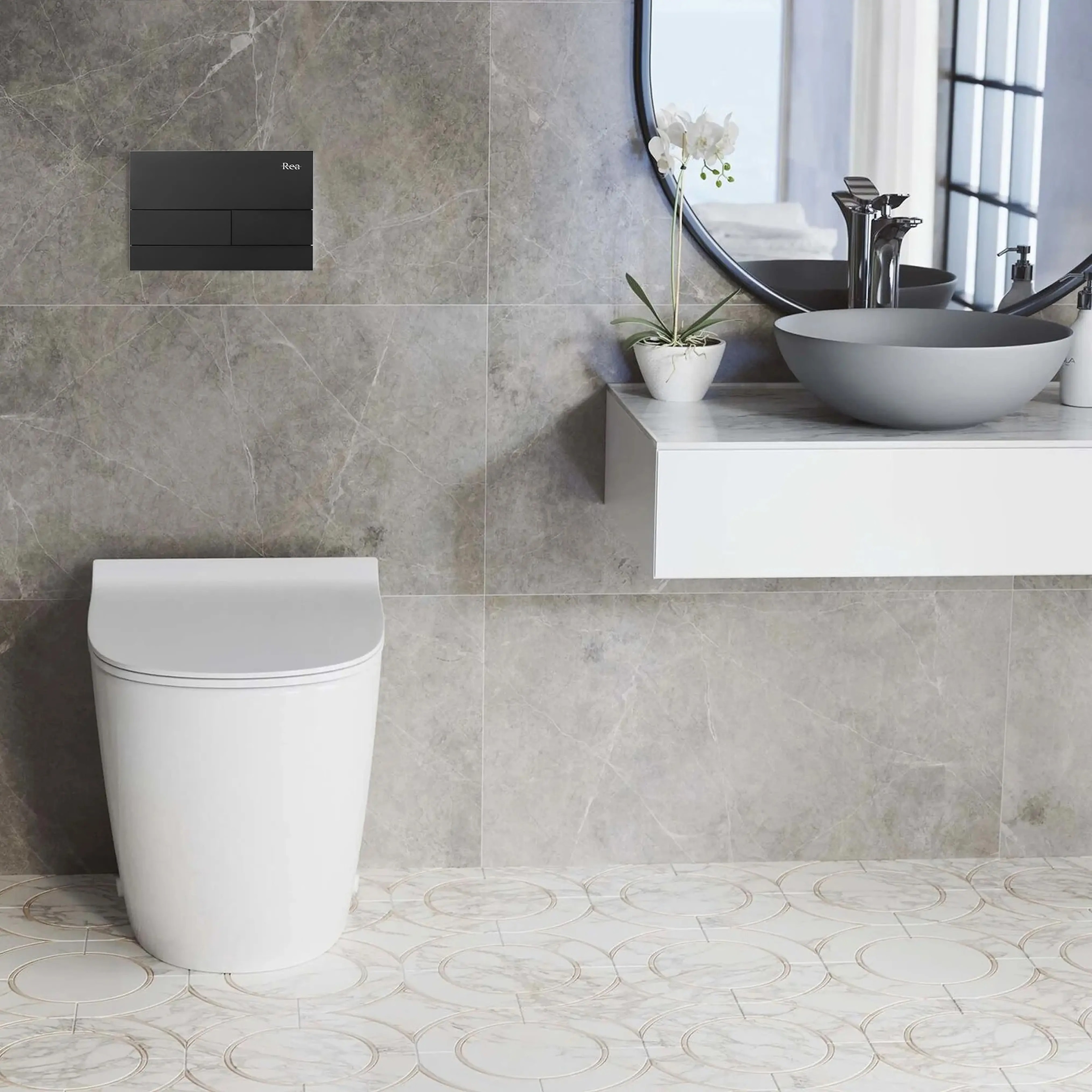 Rea T Steel przycisk spłukujący do WC czarny REA-E0056