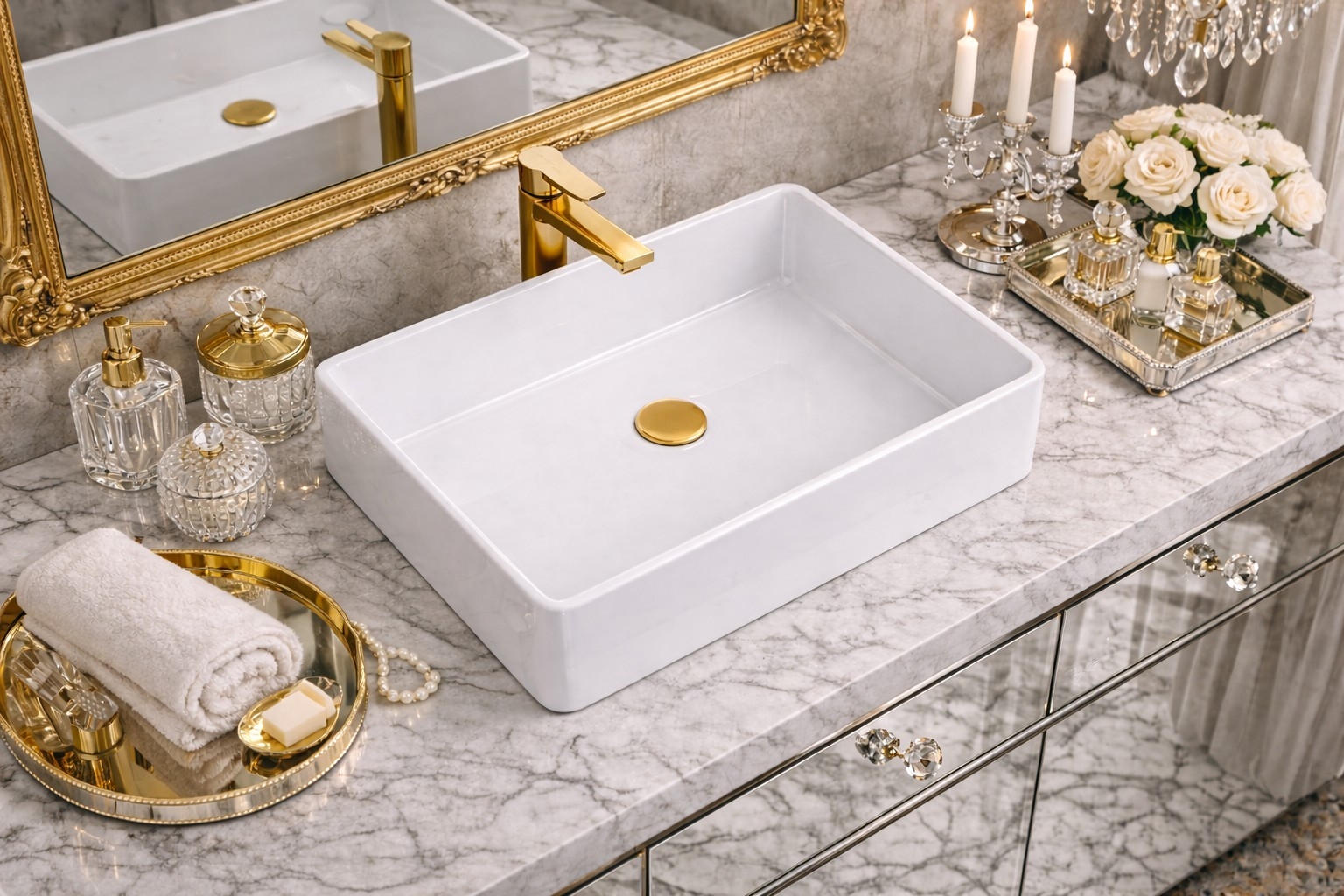 Ruvetti Celina umywalka 48,5x37,5 cm prostokątna nablatowa biała DOL_CE4837