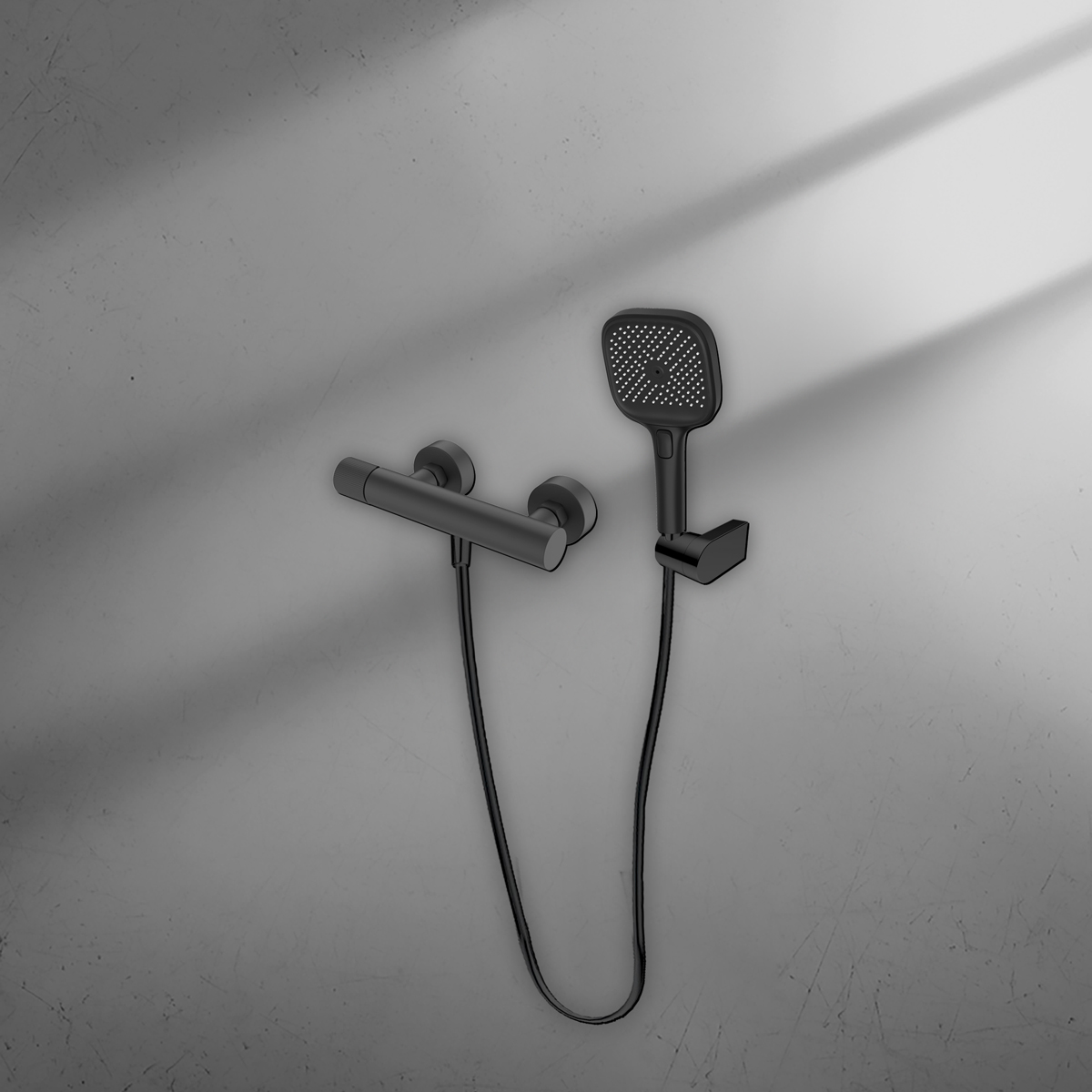 Ksuro 02 zestaw bateria prysznicowa ścienna ze słuchawką 3-funkcyjną czarny mat 17009030 - Wysyłka w 24h