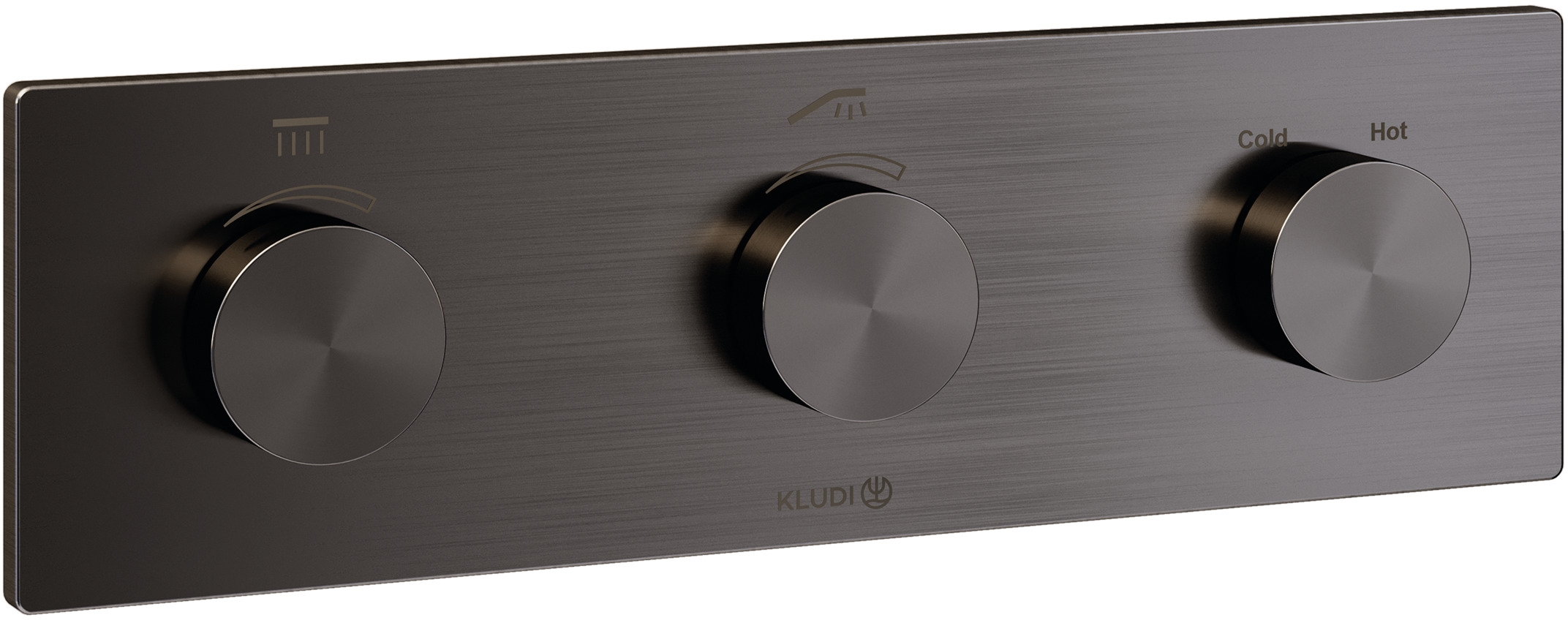 Kludi Pushtronic bateria wannowo-prysznicowa podtynkowa termostatyczna czarny szczotkowany 38300N2-00