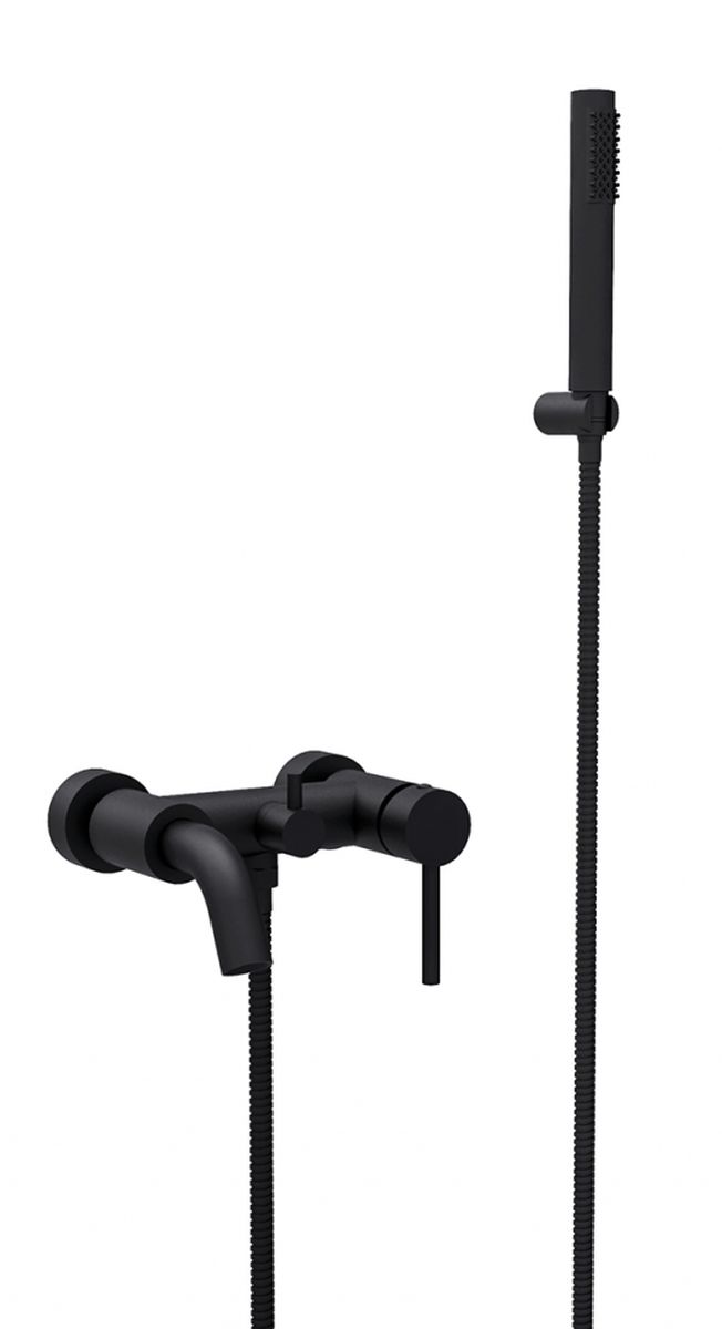 Besco Illusion bateria wannowo-prysznicowa ścienna czarny mat BW-IS-CZ