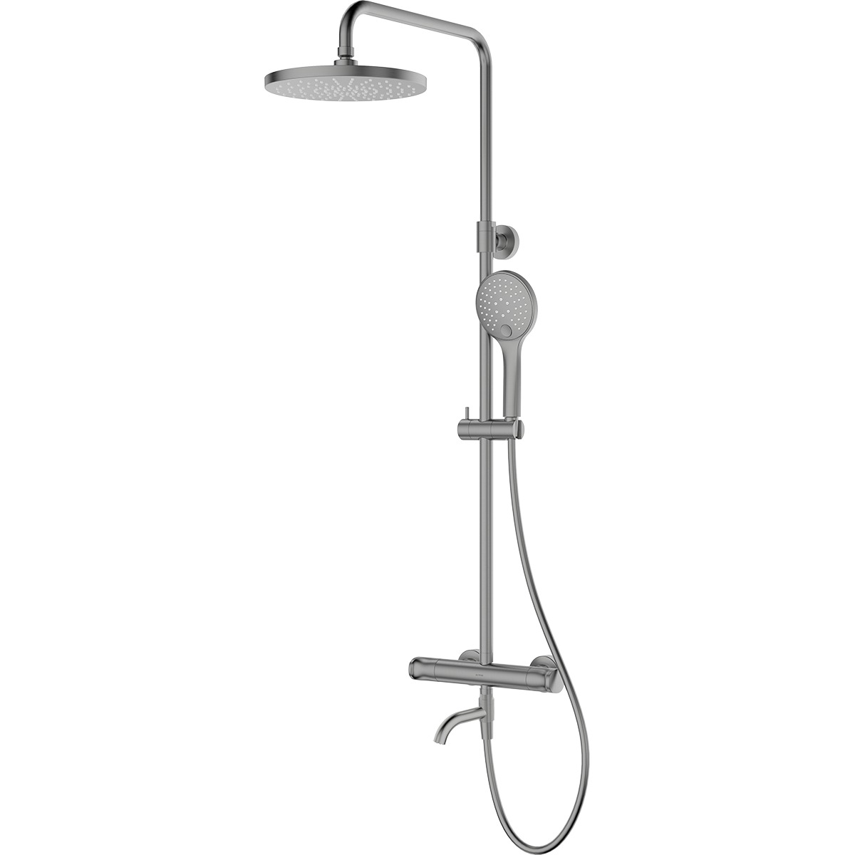 Oltens Vatten Numa zestaw wannowo-prysznicowy ścienny z baterią termostatyczną i deszczownicą nikiel 36507910 - Wysyłka w 24h