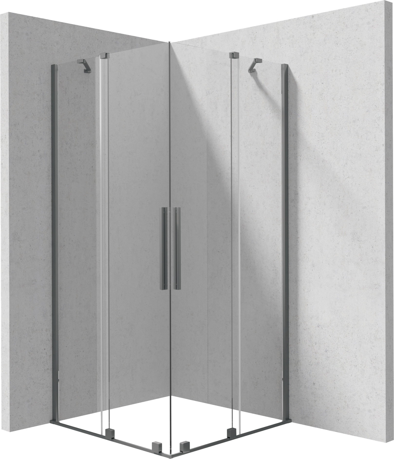 Deante Kerria Plus kabina prysznicowa 90x90 cm kwadratowa grafitowy szczotkowany/szkło przezroczyste KPNDP09P09 - Wysyłka w 24h
