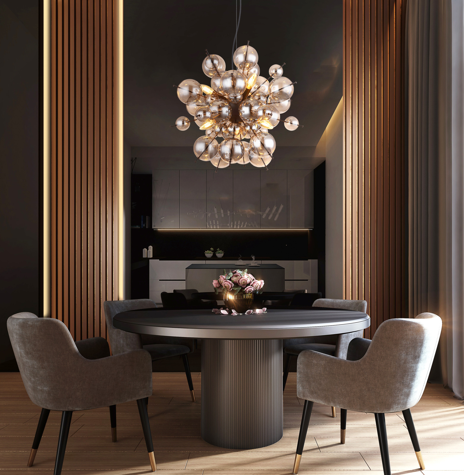 Globo Lighting Udo lampa wisząca 6x25 W czarna-przydymiona 15633HS