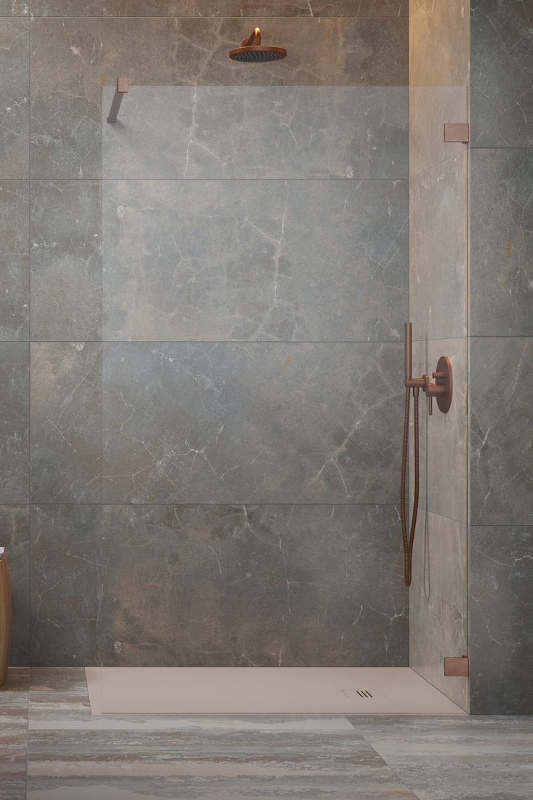 Radaway Essenza Pro Brushed Cooper Walk-In ścianka prysznicowa walk-in 140 cm miedź szczotkowana/szkło przezroczyste 10103140-93-01