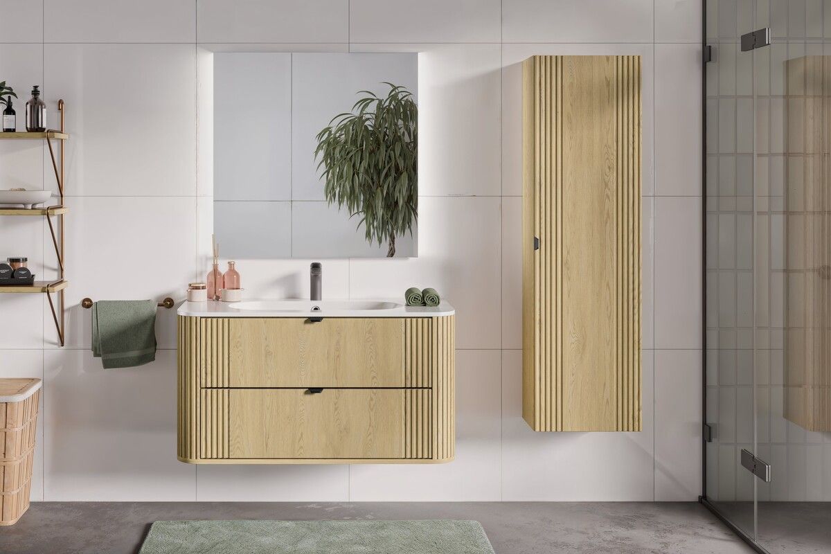 Zestaw Comad Ovalia Cremona umywalka z szafką 120 cm biały/dąb SET-OVC 120CM UM PURE