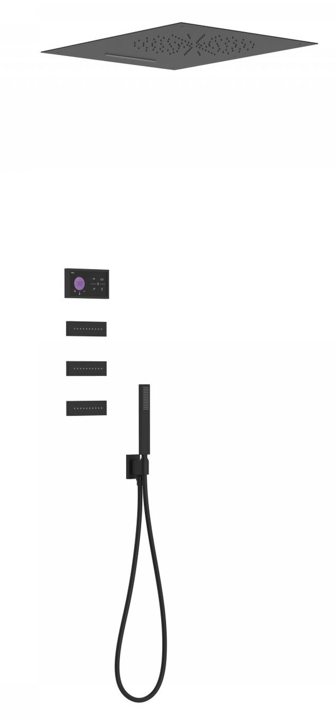 Tres Shower Technology zestaw prysznicowy podtynkowy termostatyczny z deszczownicą czarny mat 092.884.04NM