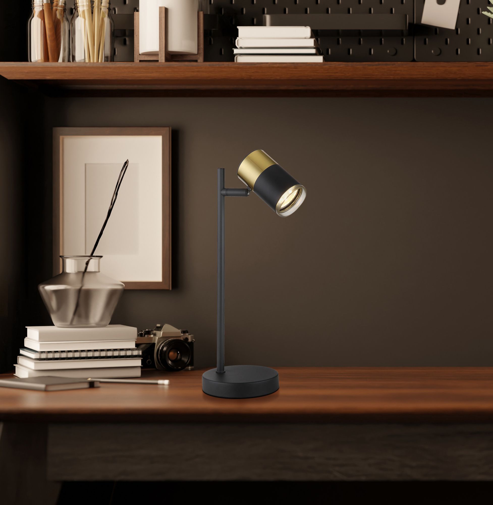 Globo Lighting Brisbon lampa biurkowa 1x5 W czarna-miedź 57850T