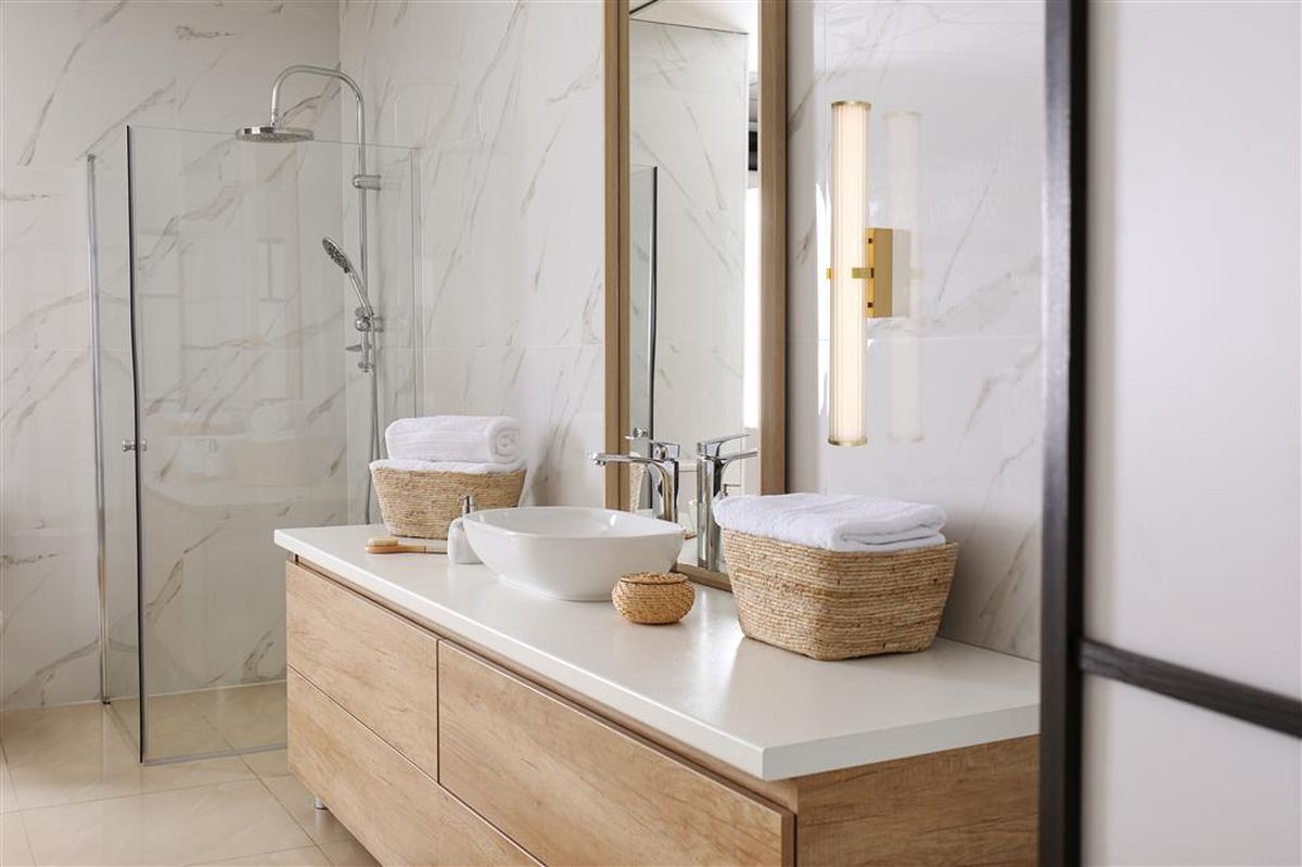 Searchlight Clamp kinkiet 1x23W LED złoty/szkło opalowe 63126-1GO - Wysyłka w 24h