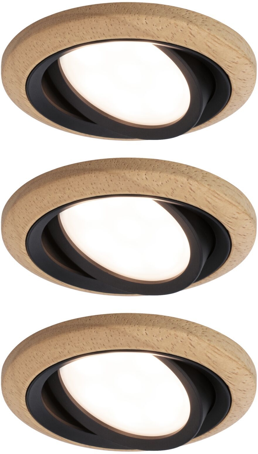 Paulmann Lanati lampa do zabudowy 3x6 W czarna-drewno 92237