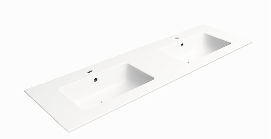 GSI Pura umywalka 142x46 cm prostokątna wpuszczana-podwójna biały mat 8889109