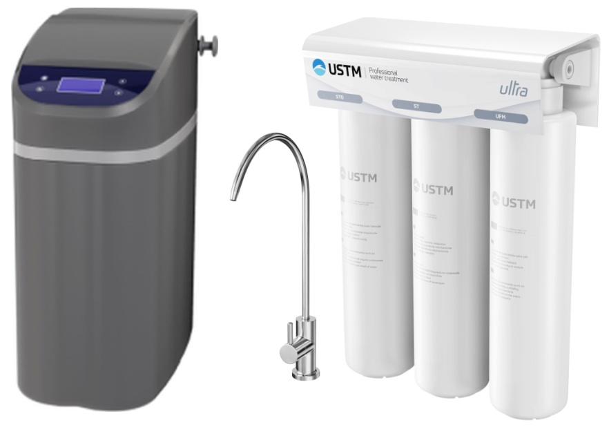 Zestaw USTM Grey Stacja uzdatniania wody z filtrem podzlewozmywakowym ULTRA z wylewką chrom (WS9LCDG,ULTRANEWSTYLE)