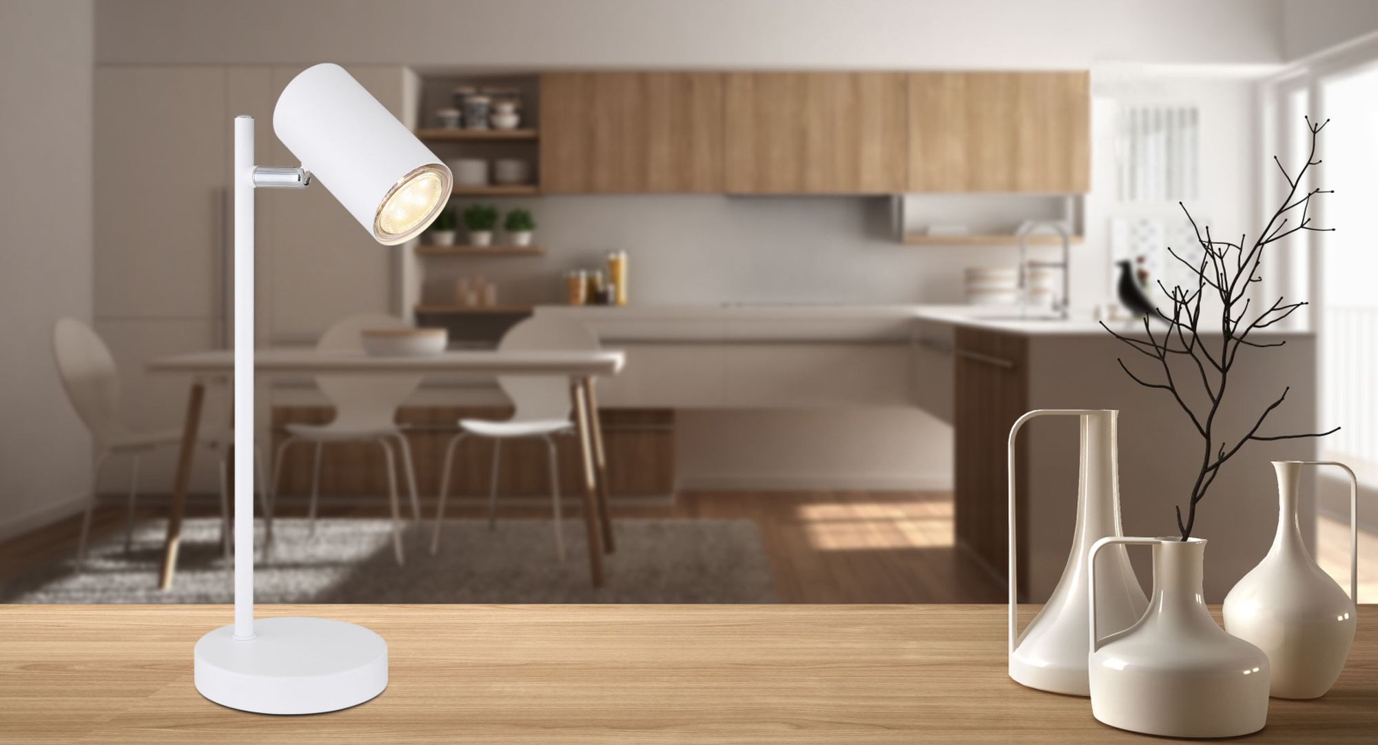 Globo Lighting Robby lampa biurkowa 1x35 W biała-chrom 57910TW