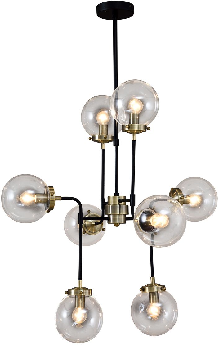 Italux Odelia lampa wisząca 8x28 W czarna-przezroczysta-brąz antyczny V1009-8