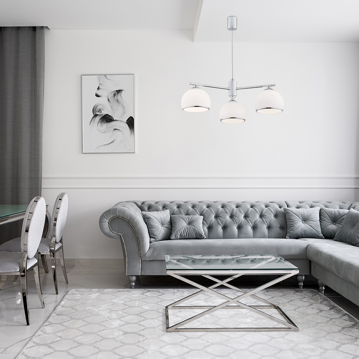 Argon Marbella lampa podsufitowa 3x15W opal mat/chrom 1487