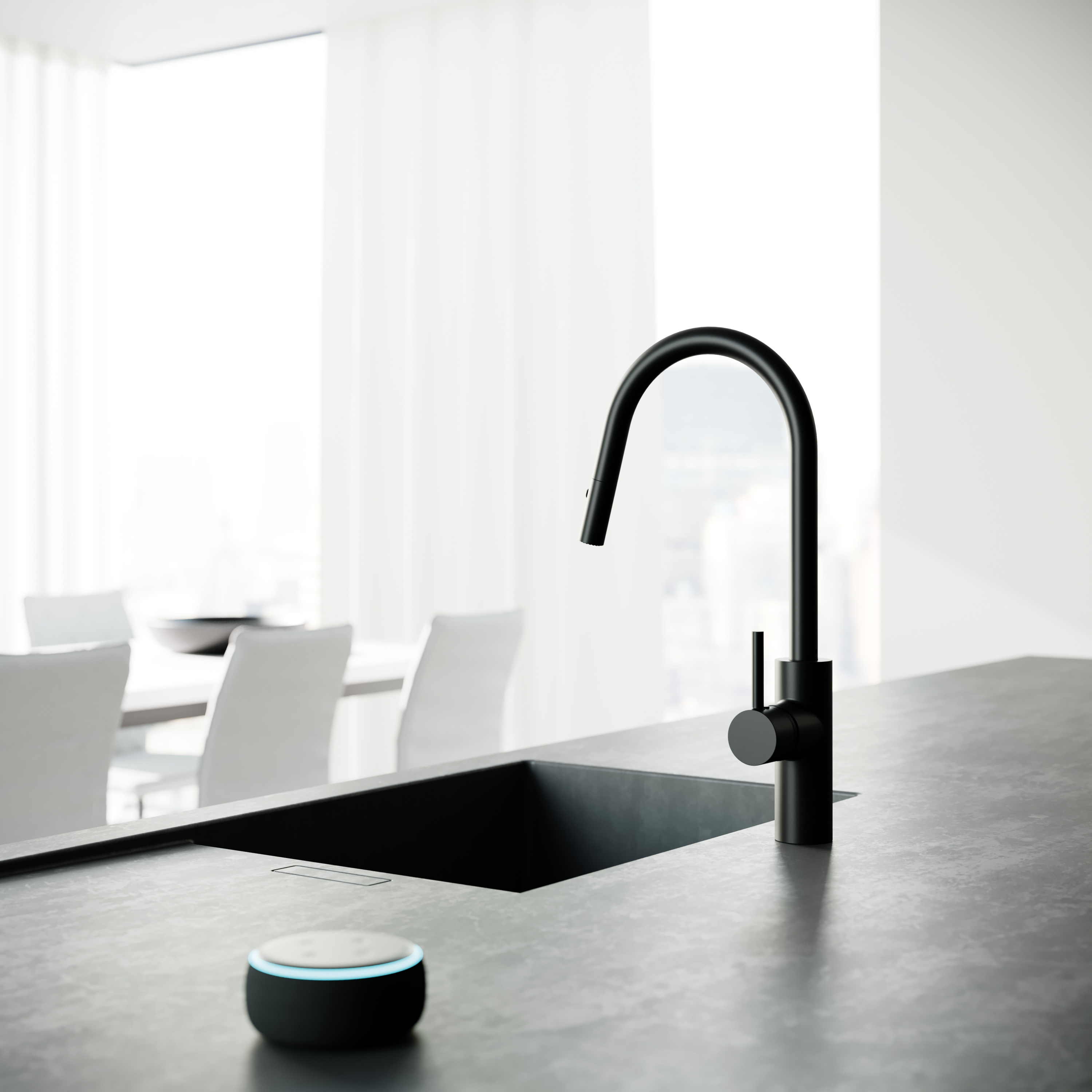 Kludi E-Go Voice bateria kuchenna stojąca czarny mat 423006677