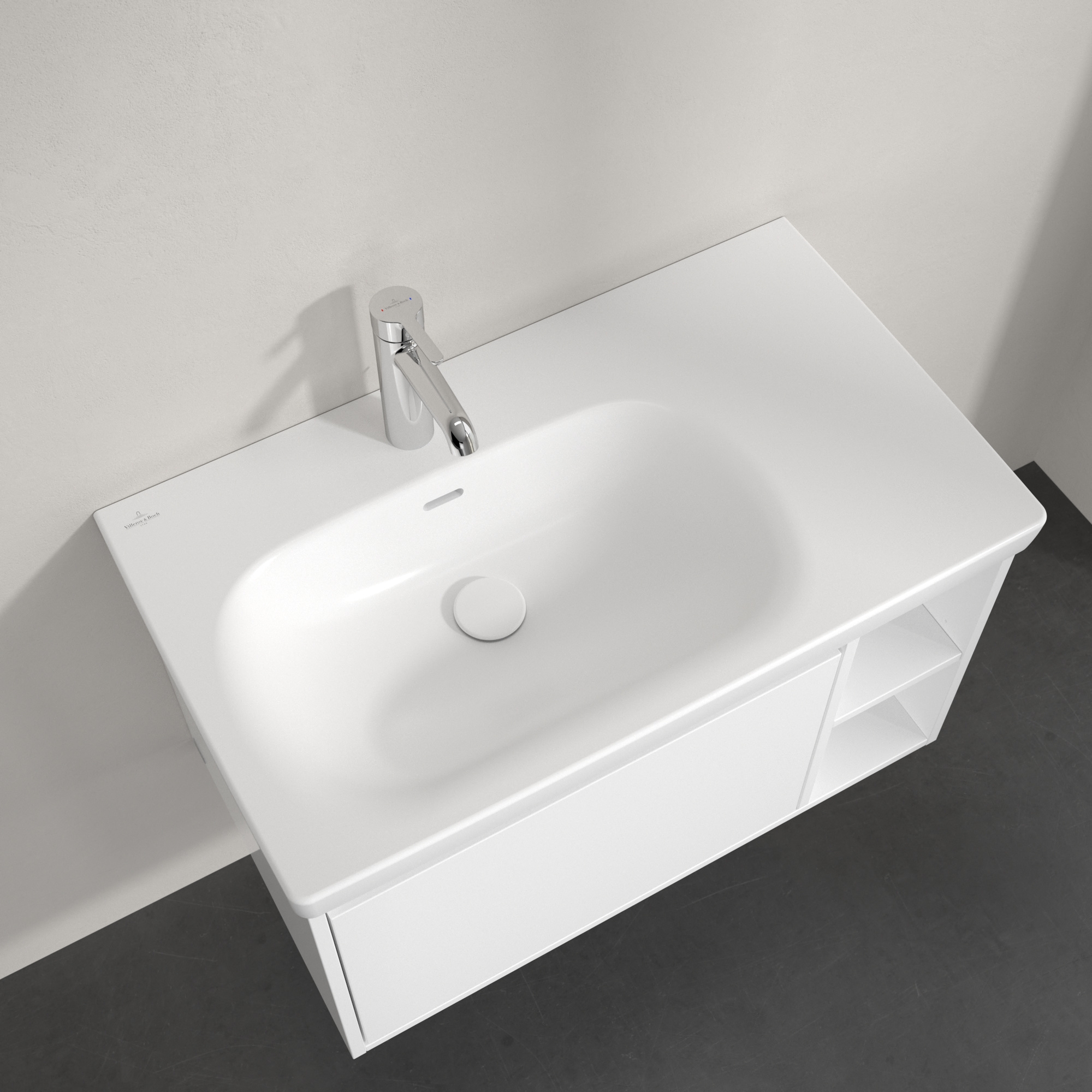 Villeroy & Boch Skyla umywalka 80x46 cm prostokątna meblowa lewa CeramicPlus Stone White 5A52L1RW
