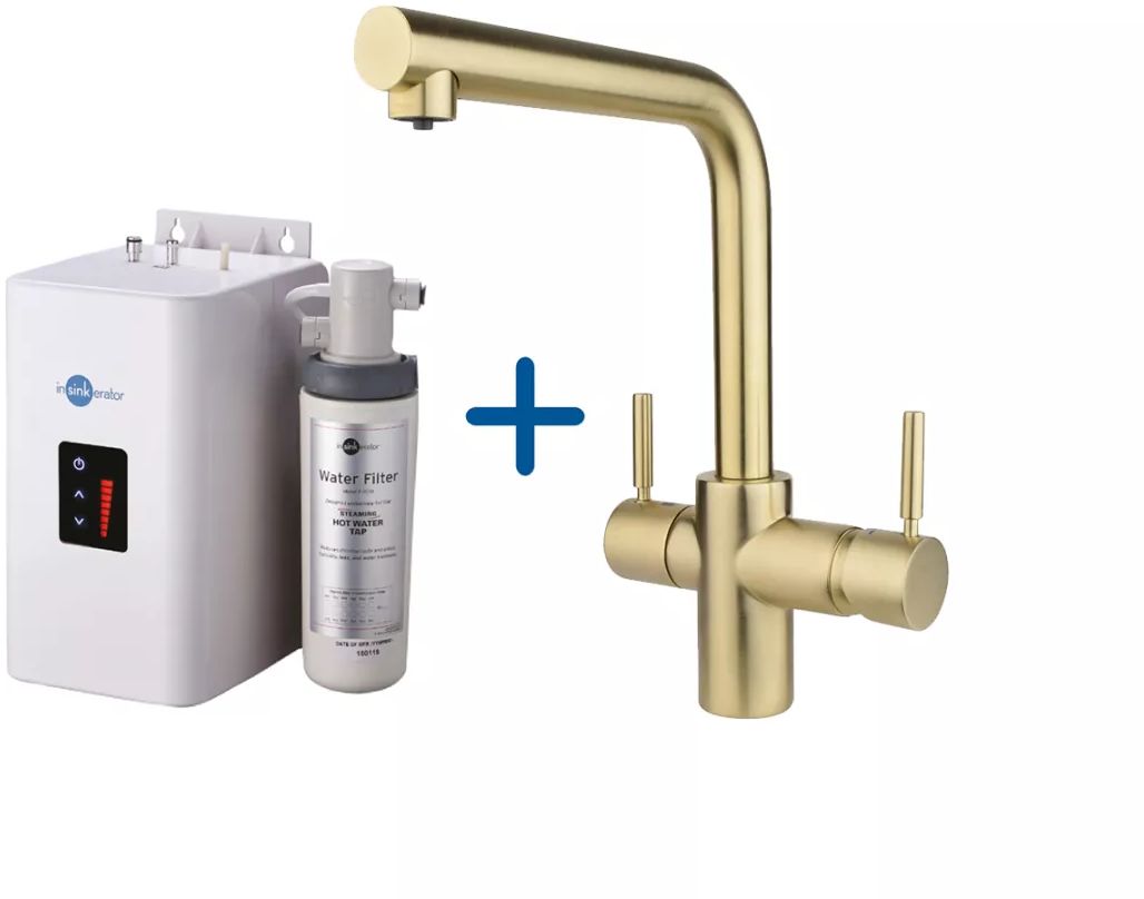 InSinkErator bateria kuchenna z przepływowym podgrzewaczem stojąca złoty szczotkowany 44837ASCZ