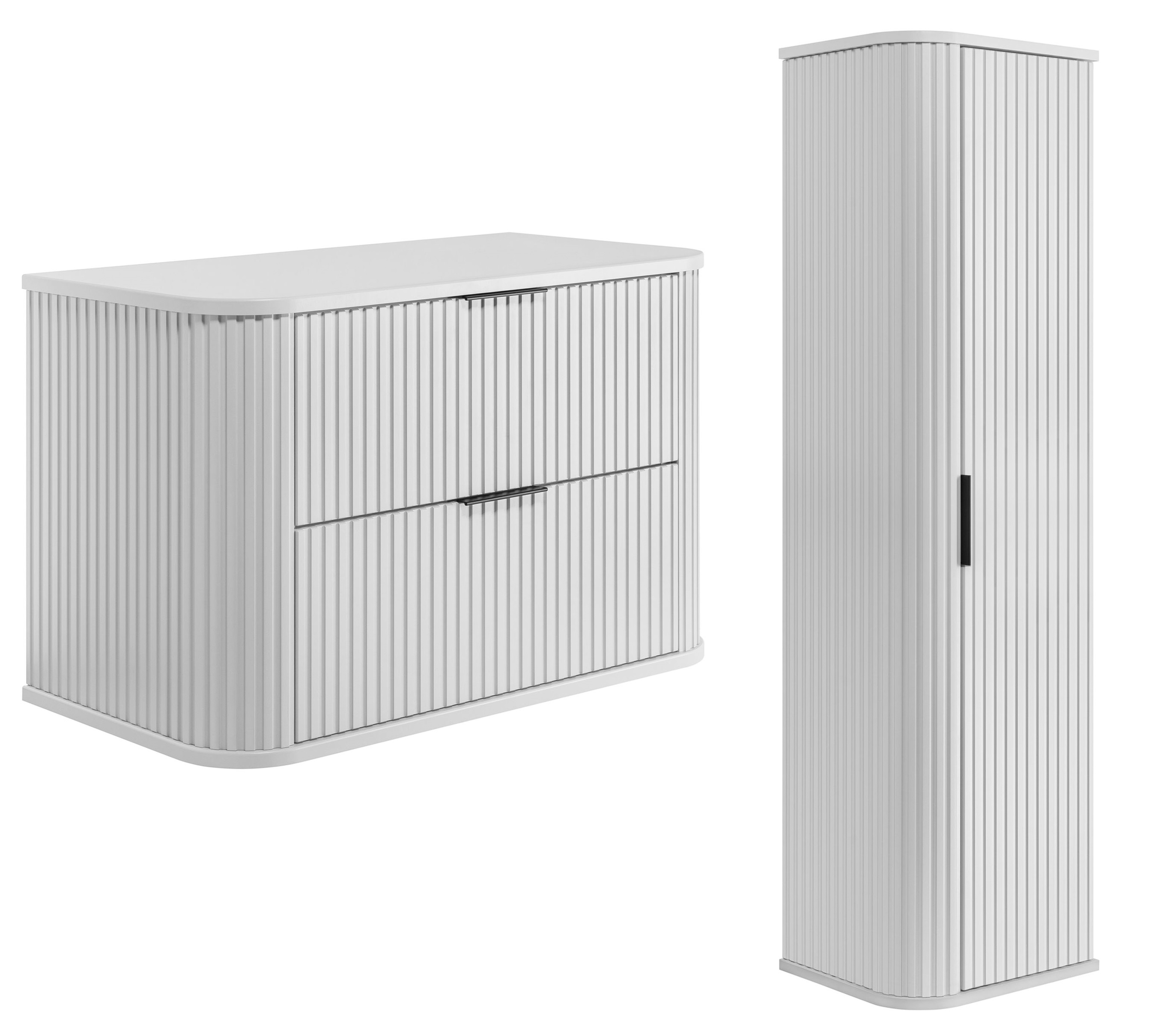 Zestaw Rodan Elegance szafka z blatem 80 cm podumywalkowa wisząca z szafką 139 cm boczną biały (5906154451741, 5906154451758)