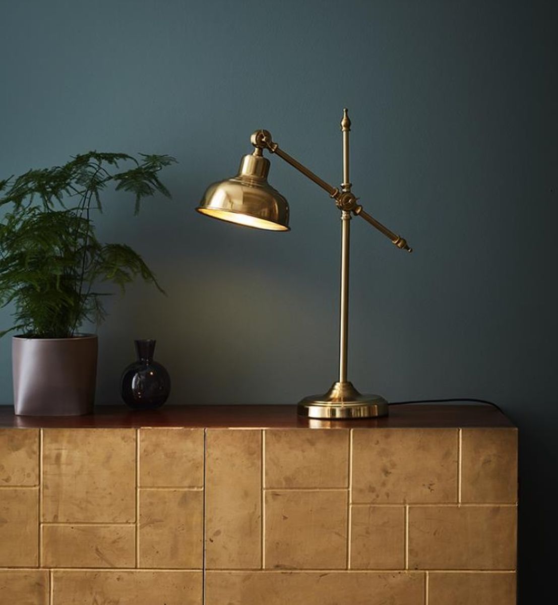 Markslöjd Grimstad lampa biurkowa 1x60W mosiądz 108116