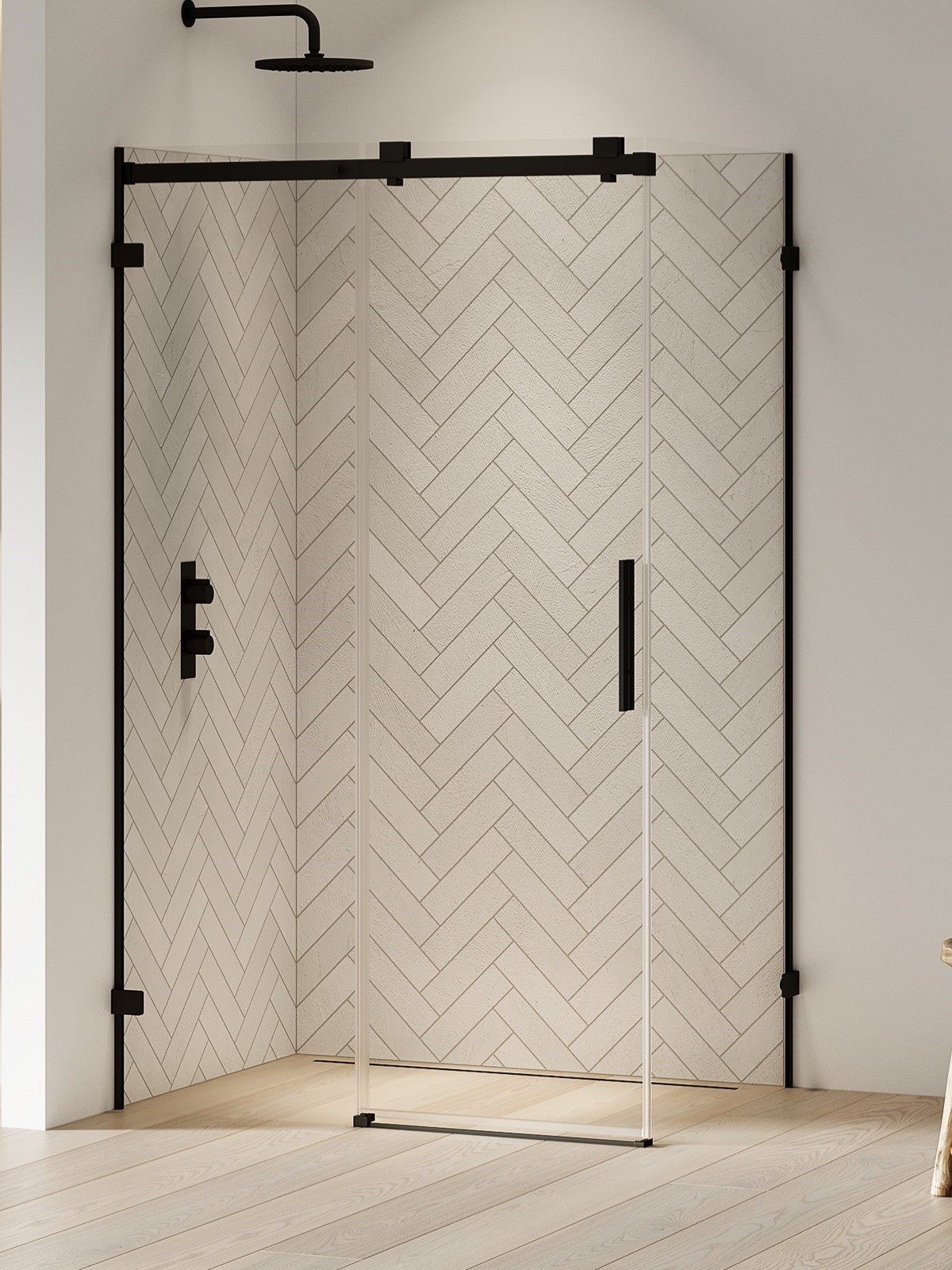 New Trendy Softi X Black kabina prysznicowa 100x100 cm kwadratowa lewa czarny mat/szkło przezroczyste EXK-5379