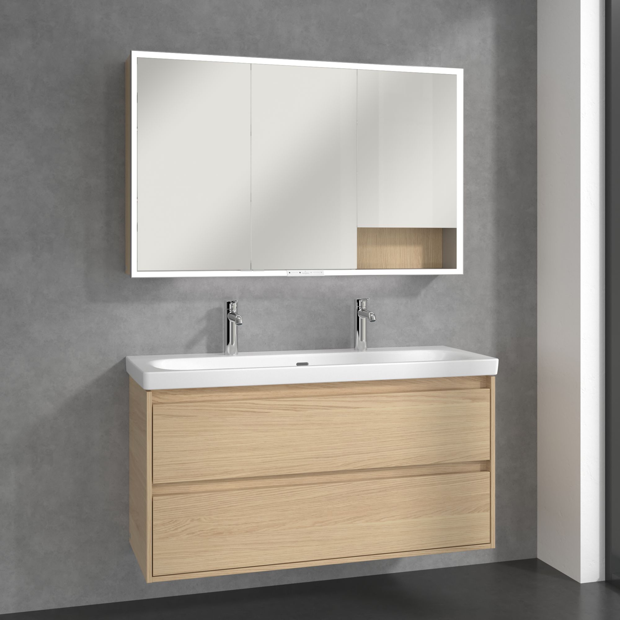 Villeroy & Boch My View+ szafka 120x16,8x75 cm z lustrem Nordic Oak A48112VJ
