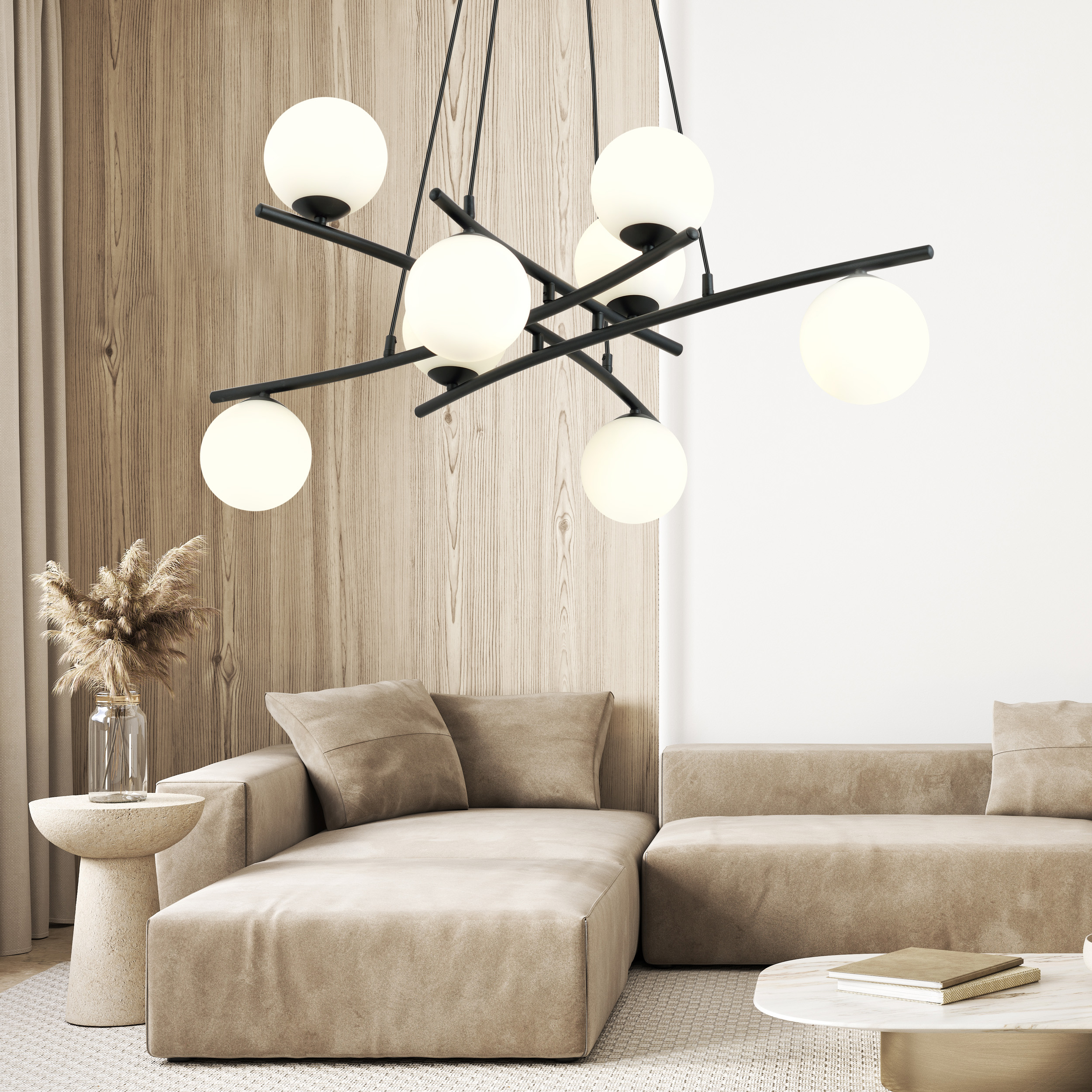 Emibig Essa lampa wisząca 8x10 W biała-czarna 1201/8