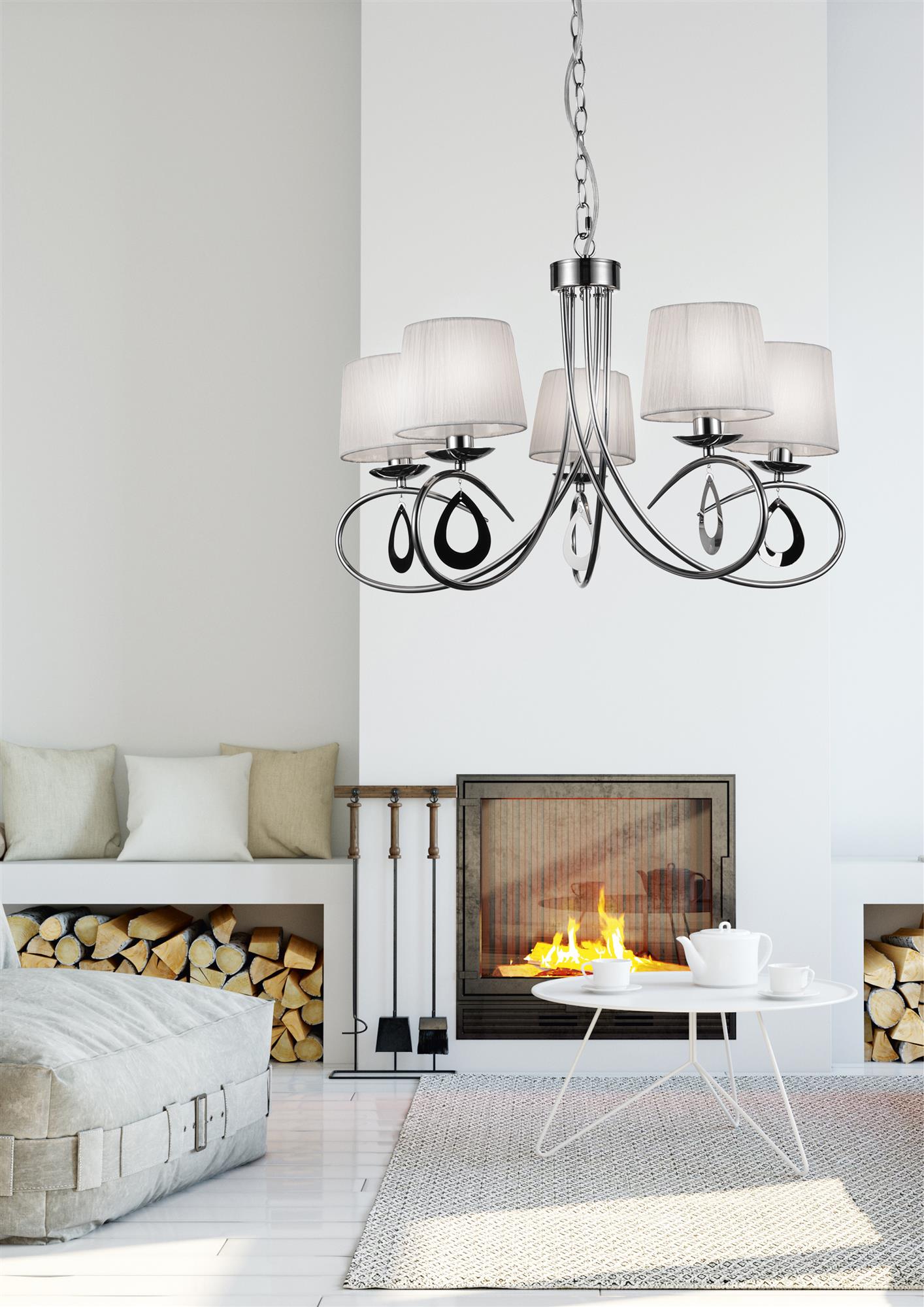 Candellux Arnika lampa wisząca 5x40W chrom/biały 35-21687