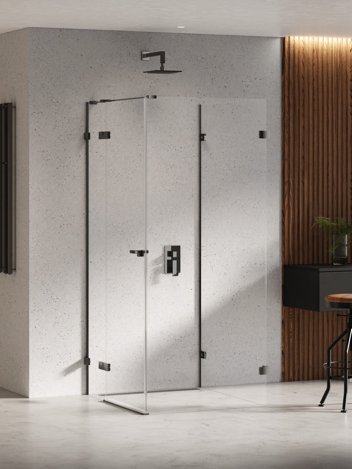 New Trendy Eventa Black Chrome kabina prysznicowa 90x80 cm prostokątna lewa chrom połysk/szkło przezroczyste EXK-6274