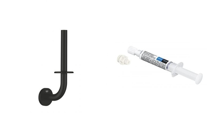 Zestaw Grohe Start uchwyt na papier toaletowy czarny i klej montażowy QuickGlue (411862430, 41127000)