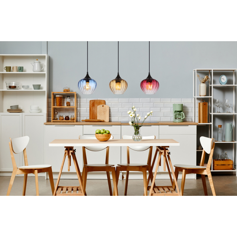 Globo Lighting Sander lampa wisząca 3x60 W czarna-niebieska-bursztynowa-czerwona 15748-3H