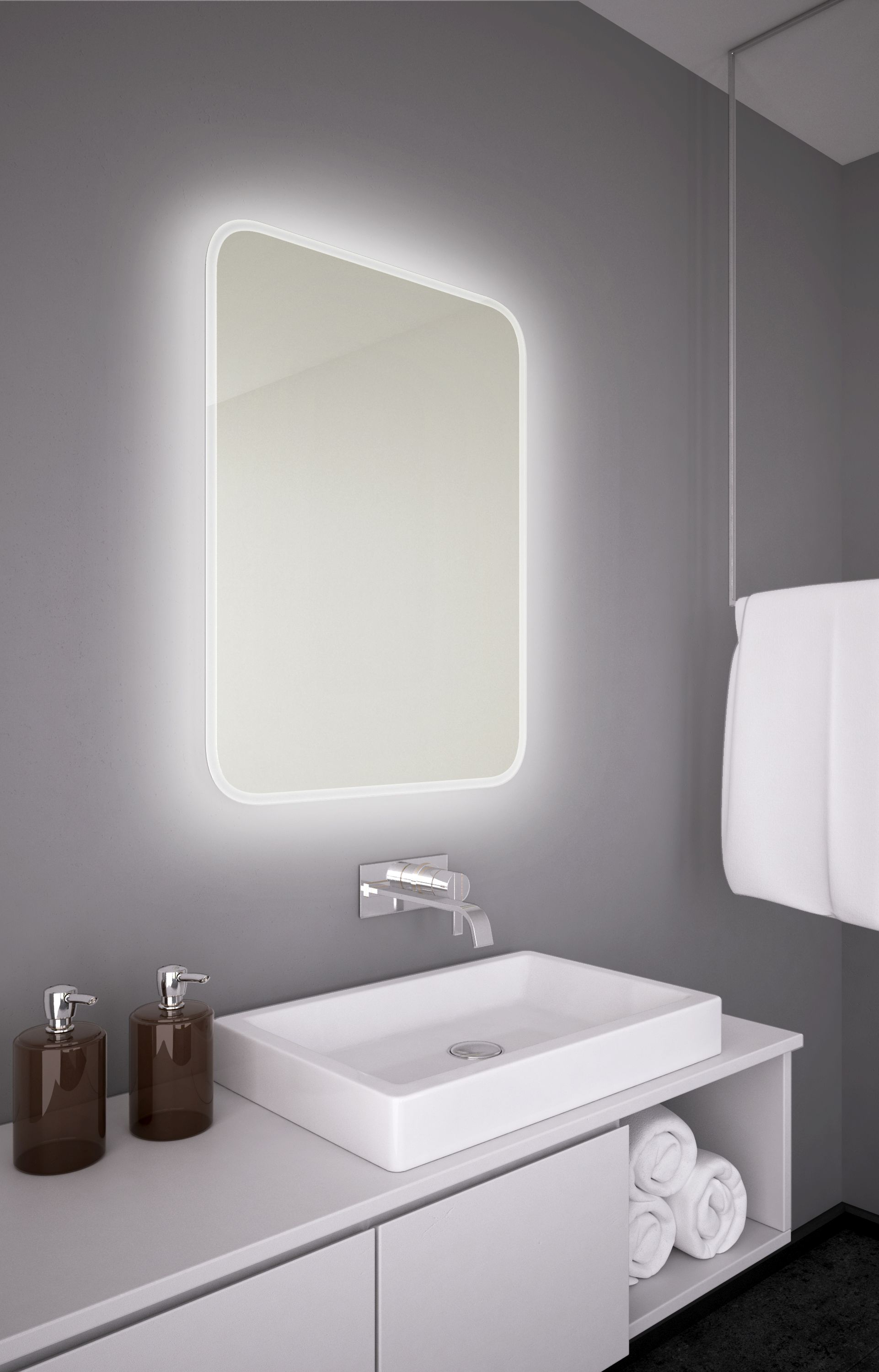 Dubiel Vitrum Senso lustro prostokątne 80x60 cm z oświetleniem