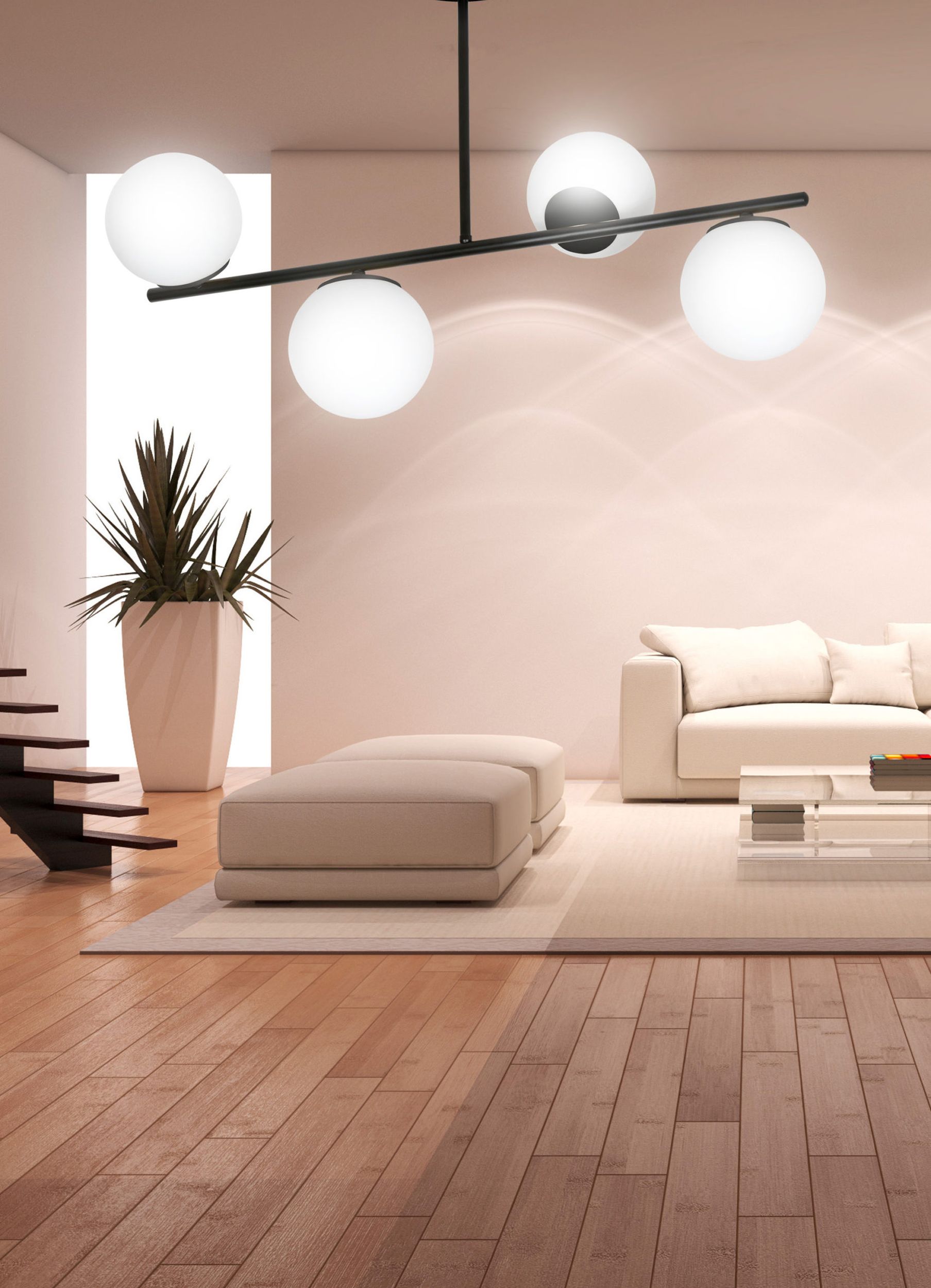 Emibig Bior lampa podsufitowa 4x10 W czarna 1020/4