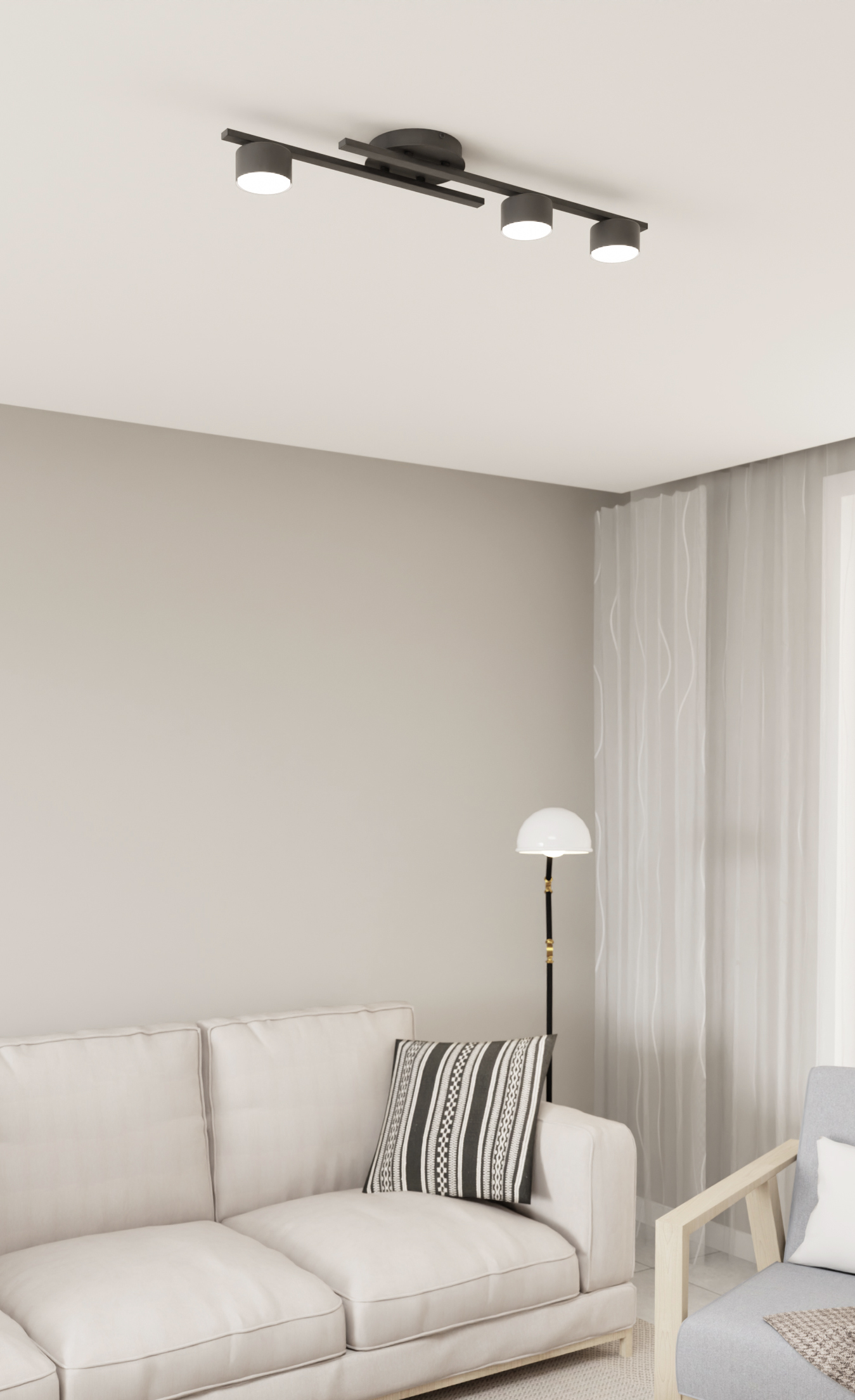 Emibig Fragment lampa podsufitowa 3x12 W czarna 1417/2