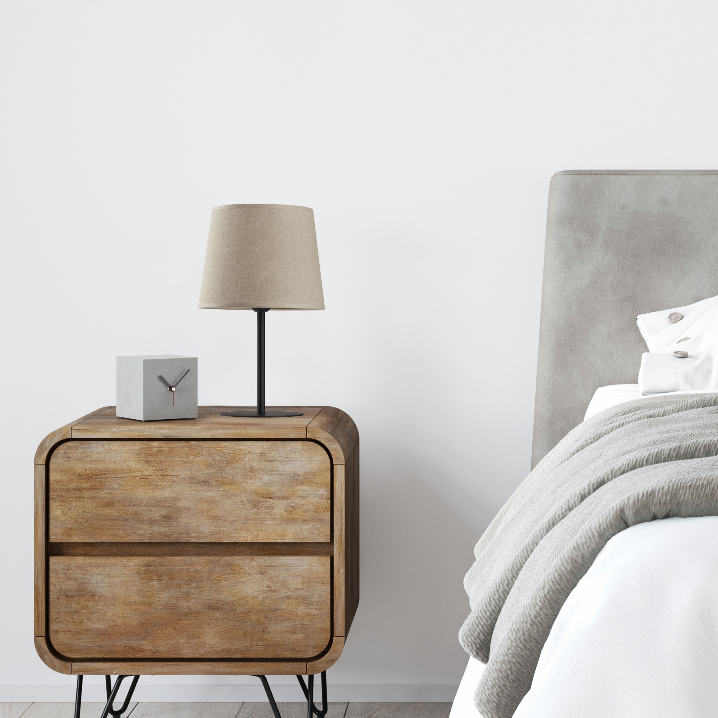 TK Lighting Chicago lampa stołowa 1x15W czarny/len naturalny 5150