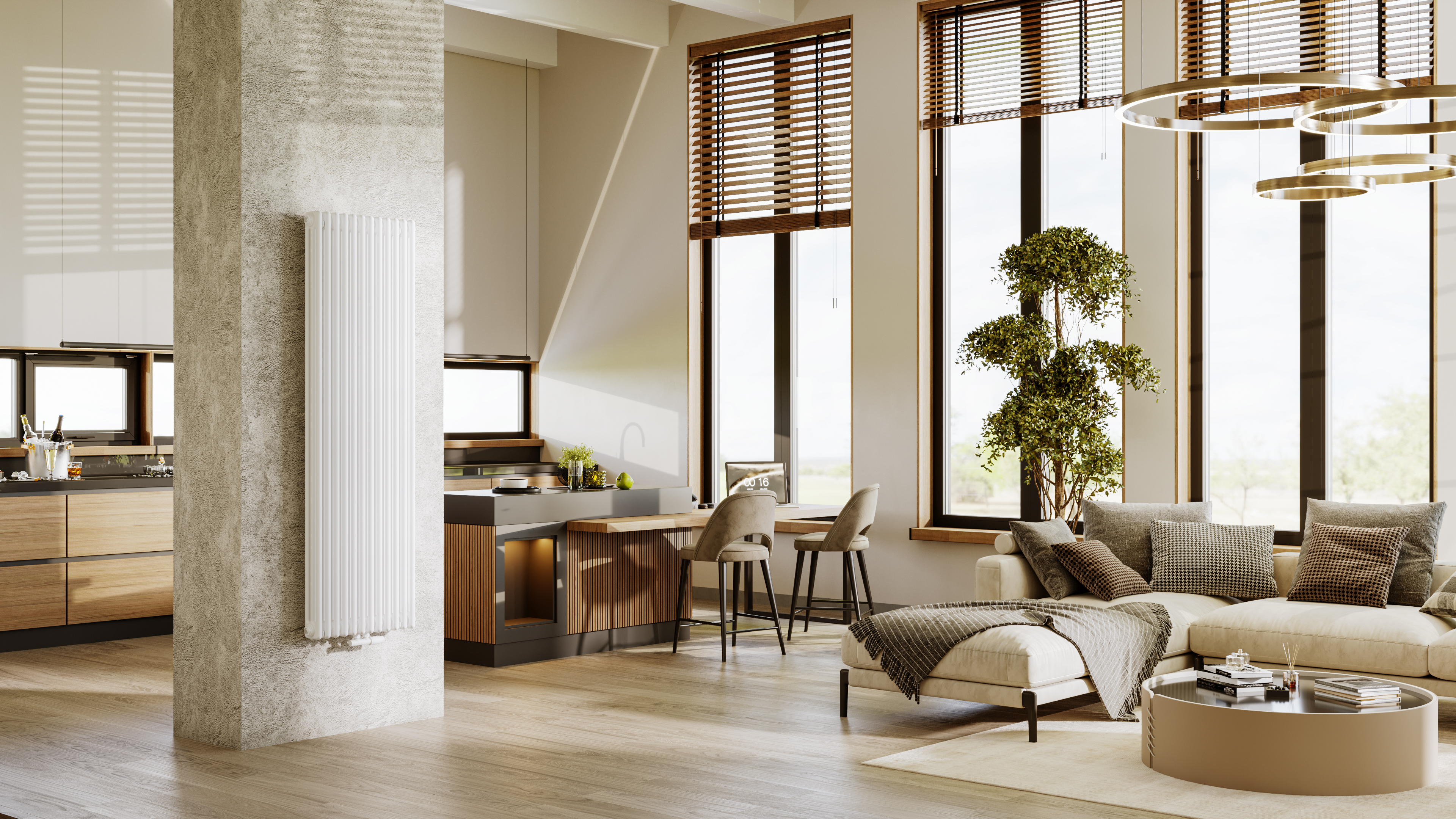 Luxrad Columnus 3 grzejnik dekoracyjny 180x47 cm podłączenie dolne biały COL318004709016ZDC