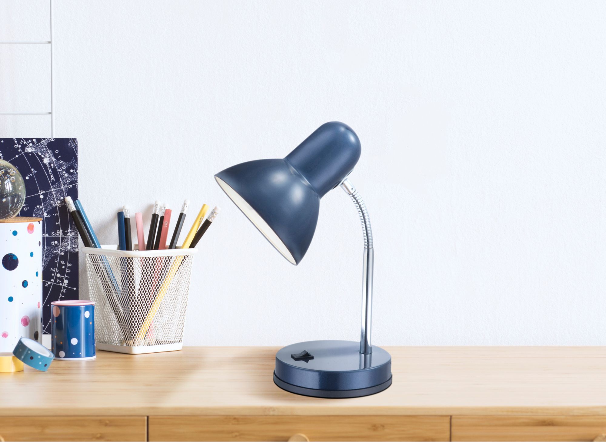 Globo Lighting Basic lampa biurkowa 1x40 W chrom-niebieska 2486