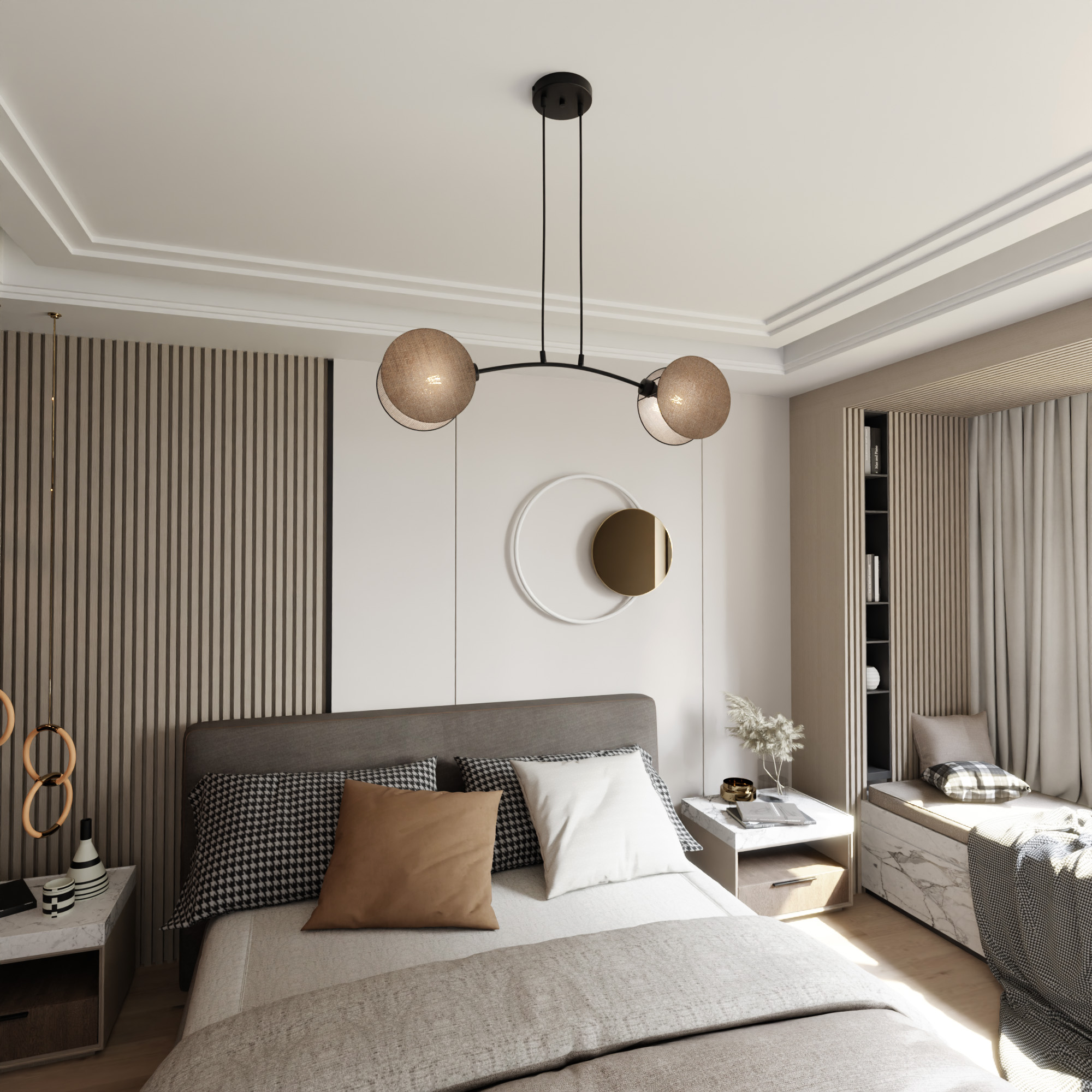 Emibig Motif lampa wisząca 2x10 W czarna-piaskowa-szary/popielaty 1328/2