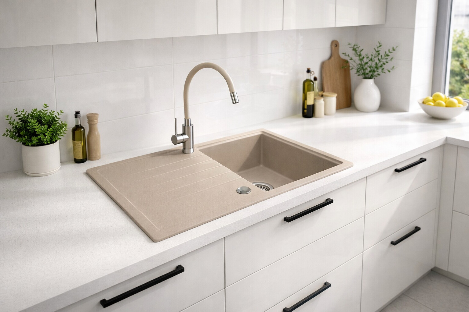 Ruvetti Axel zlewozmywak granitowy 79x50 cm beżowy 3001AX_BE160_W